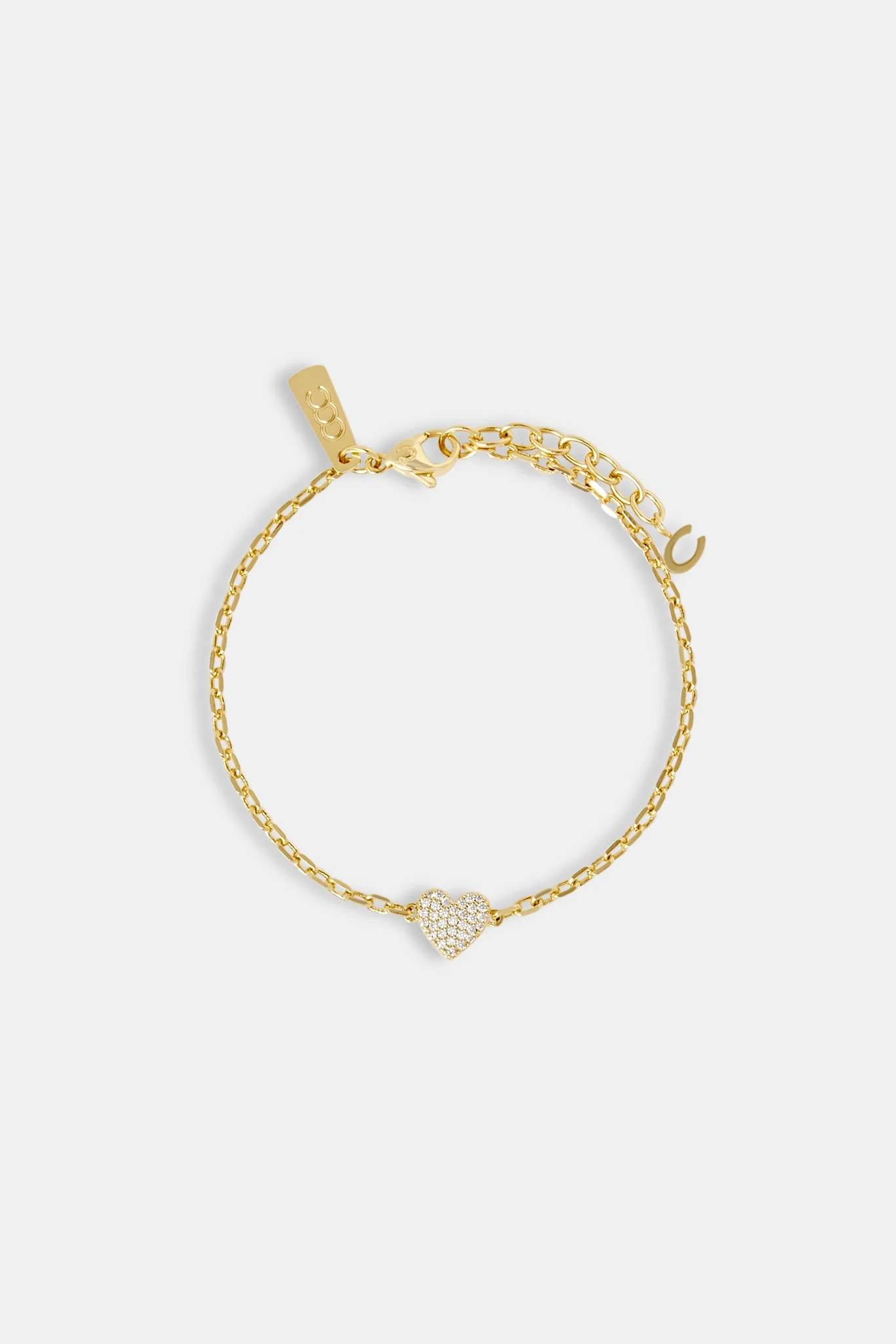 Iced Heart Charm Rolo Bracelet - 8mm - Image 2