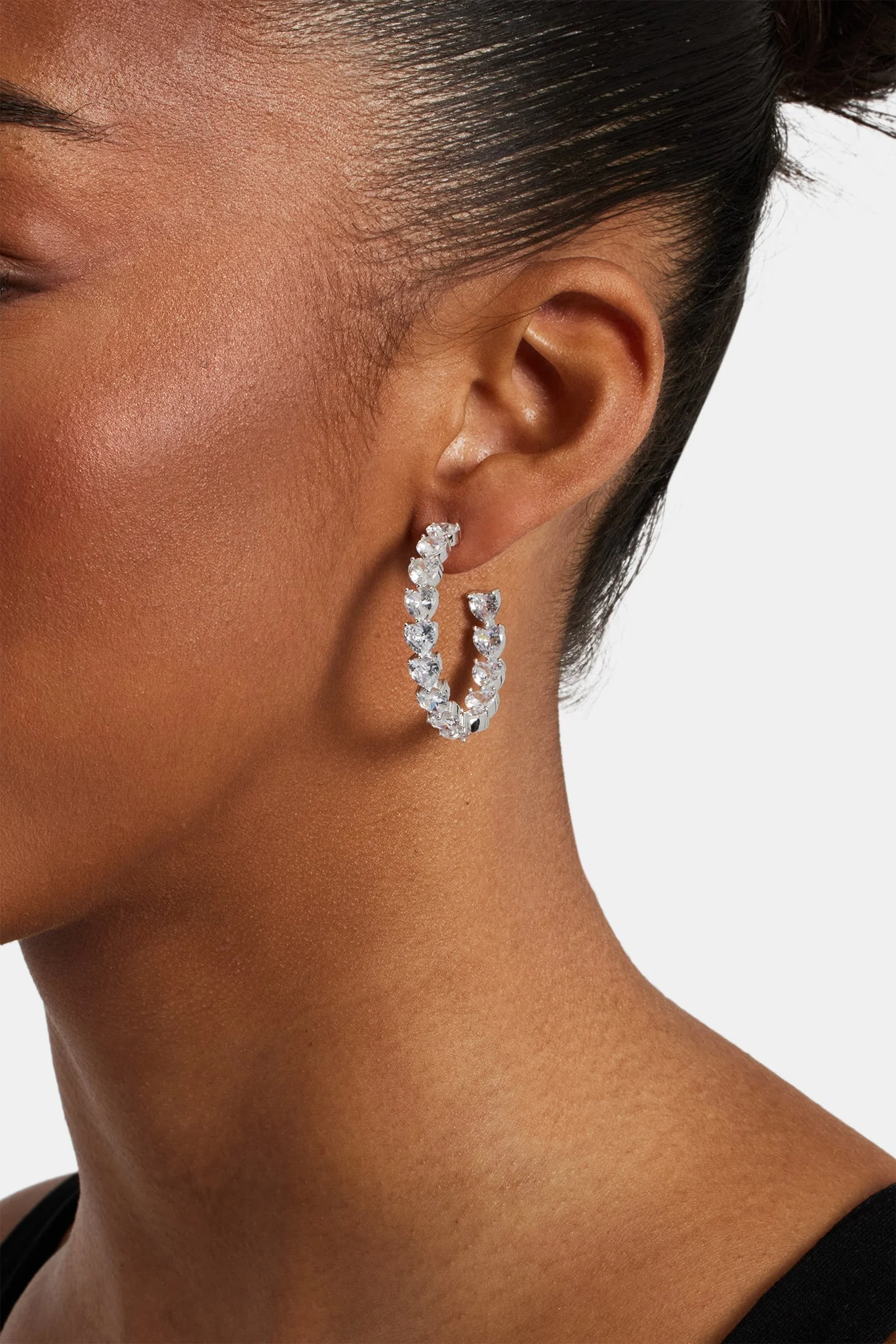 Iced Heart Hoop Earrings - Image 2