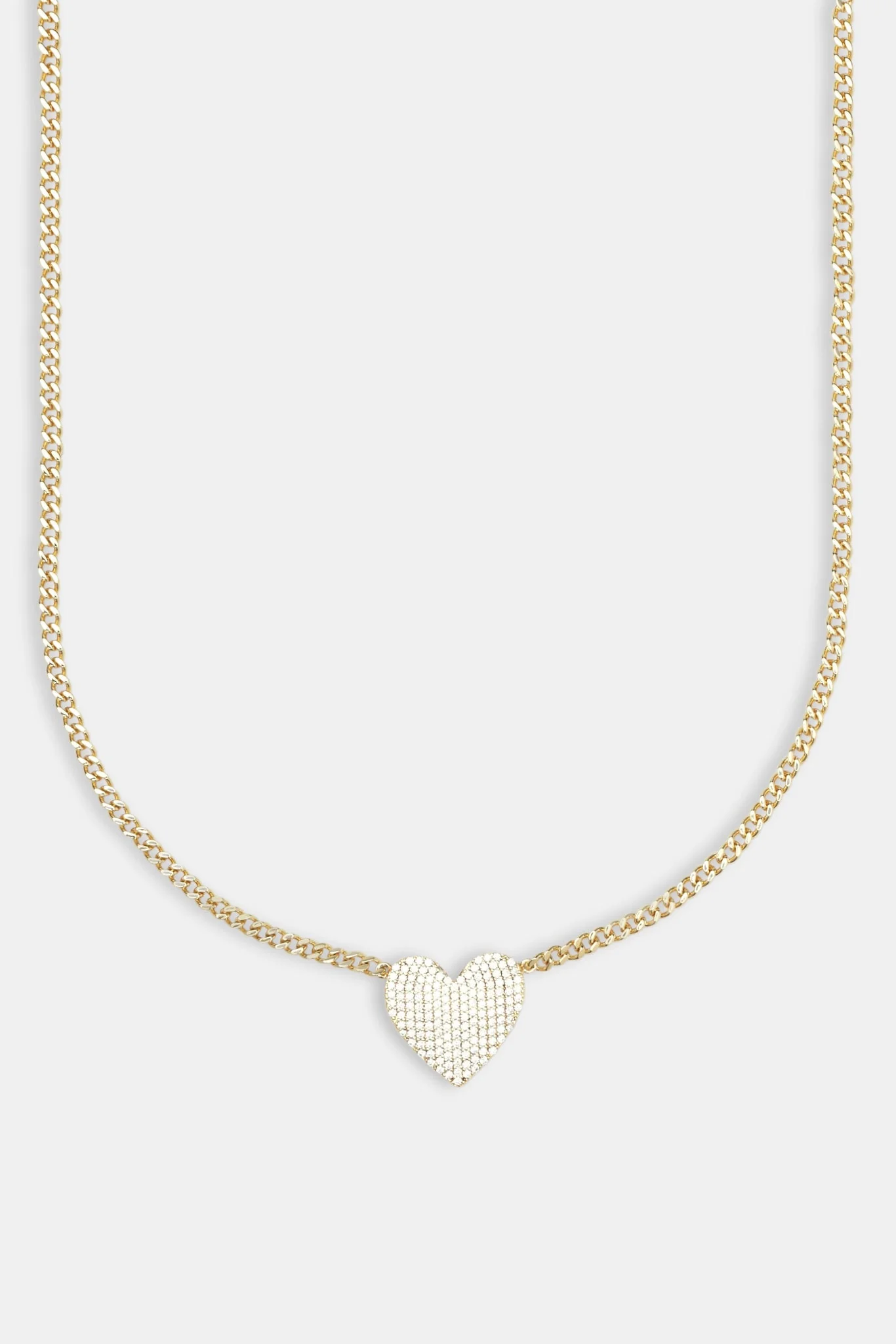 Iced Heart Necklace - Gold - 20mm - Image 2
