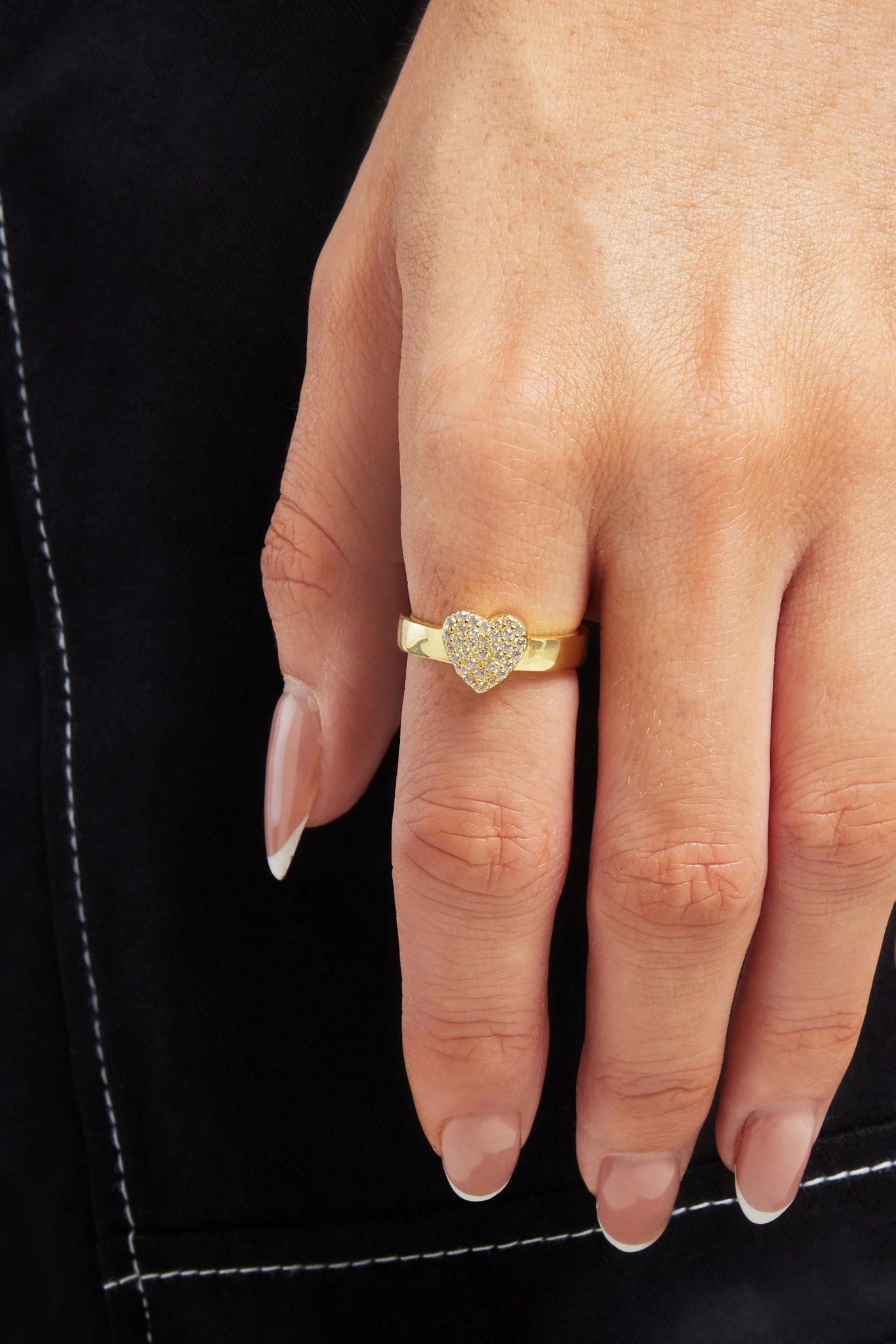 Iced Heart Ring - Gold - Image 2