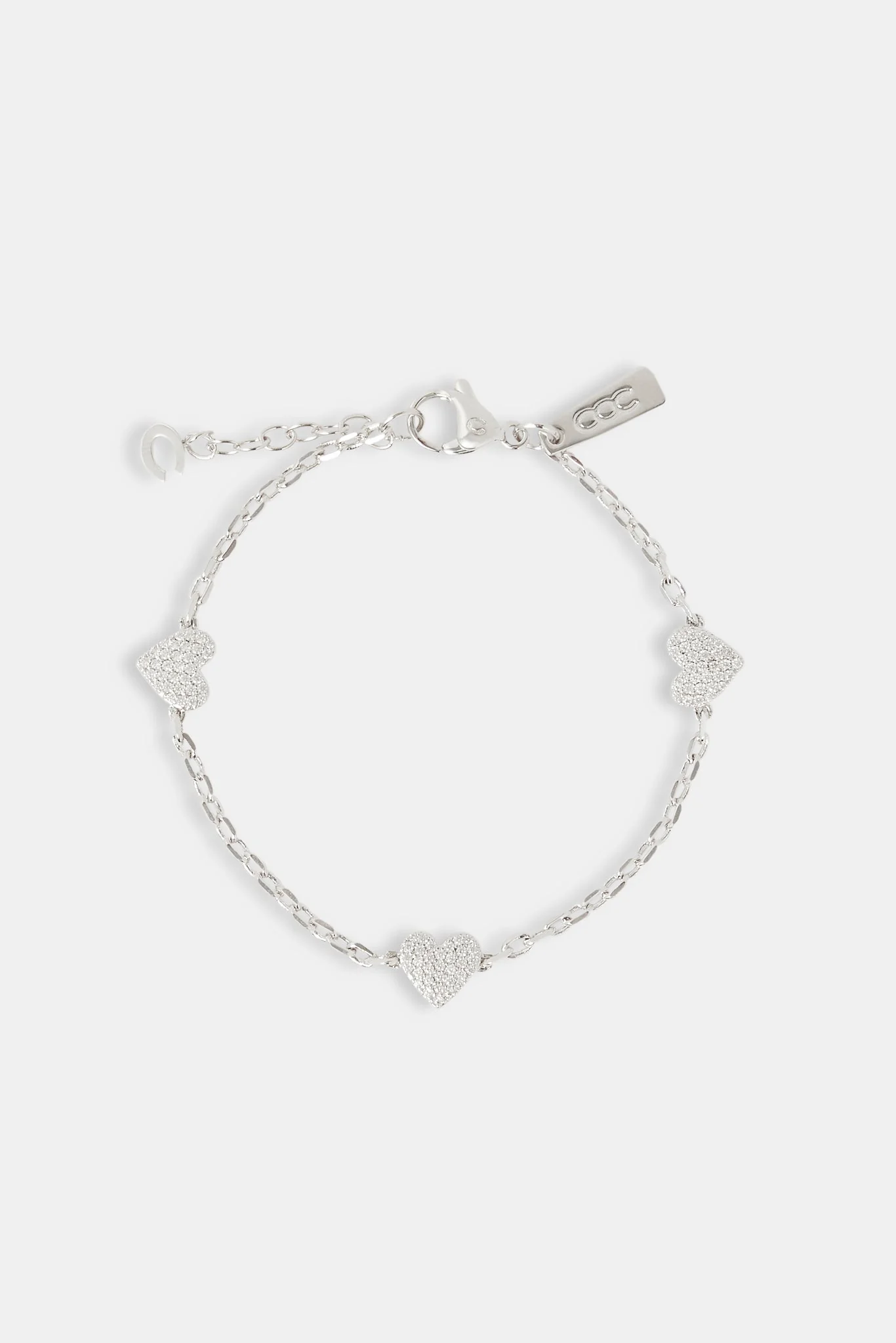 Iced Heart Thin Link Bracelet - 2.5mm - Image 2