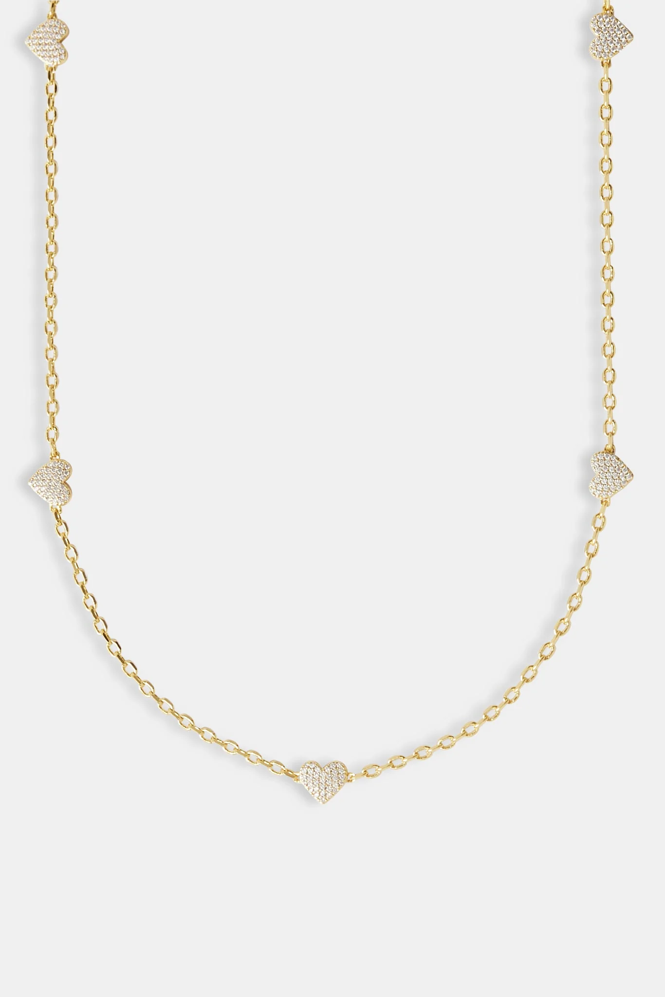 Iced Heart Thin Link Chain - 2.5mm - Gold - Image 2