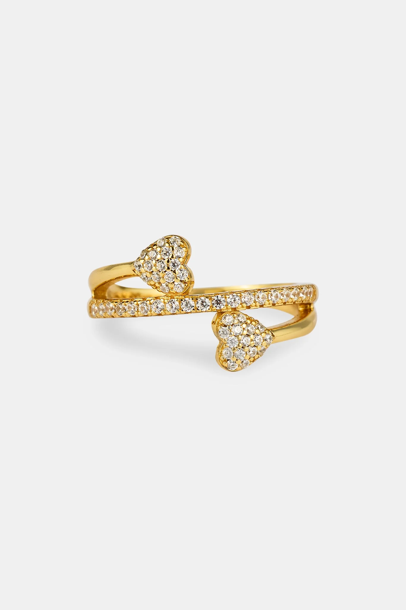 Iced Heart Twist Ring - 6mm - Gold - Image 3