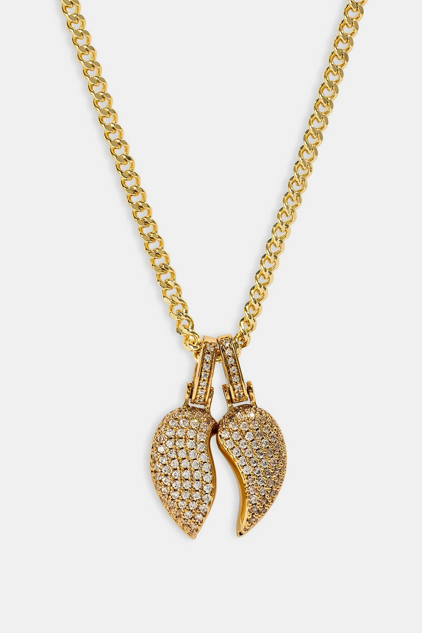 Iced Heartbreak Pendant Necklace - 15mm - Gold - Image 2