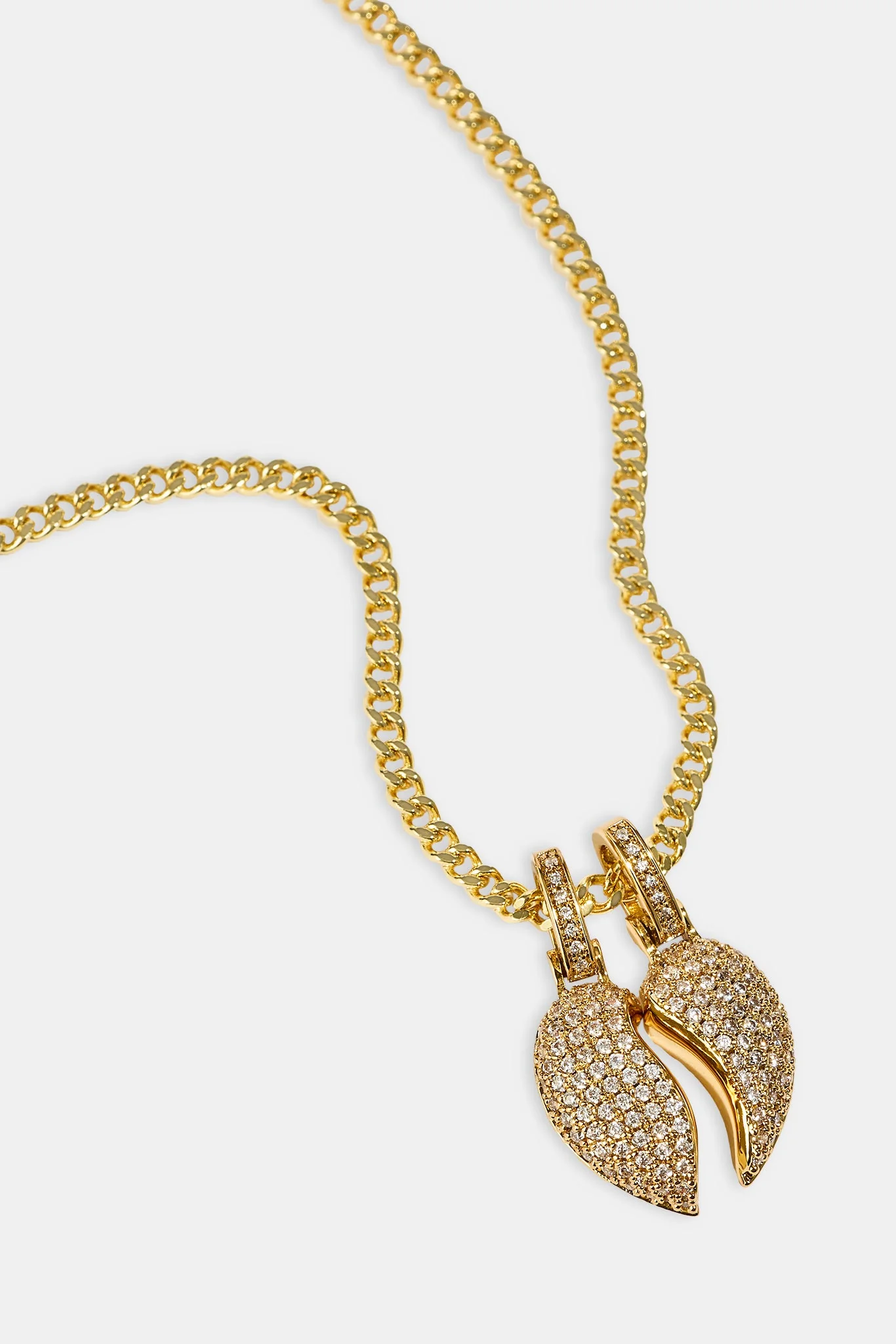 Iced Heartbreak Pendant Necklace - 15mm - Gold - Image 3
