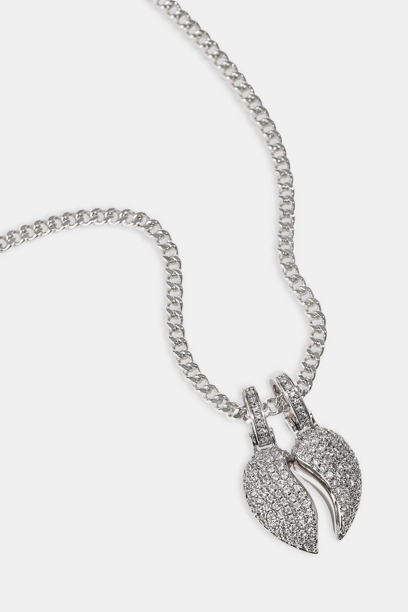 Iced Heartbreak Pendant Necklace - 15mm - White - Image 2