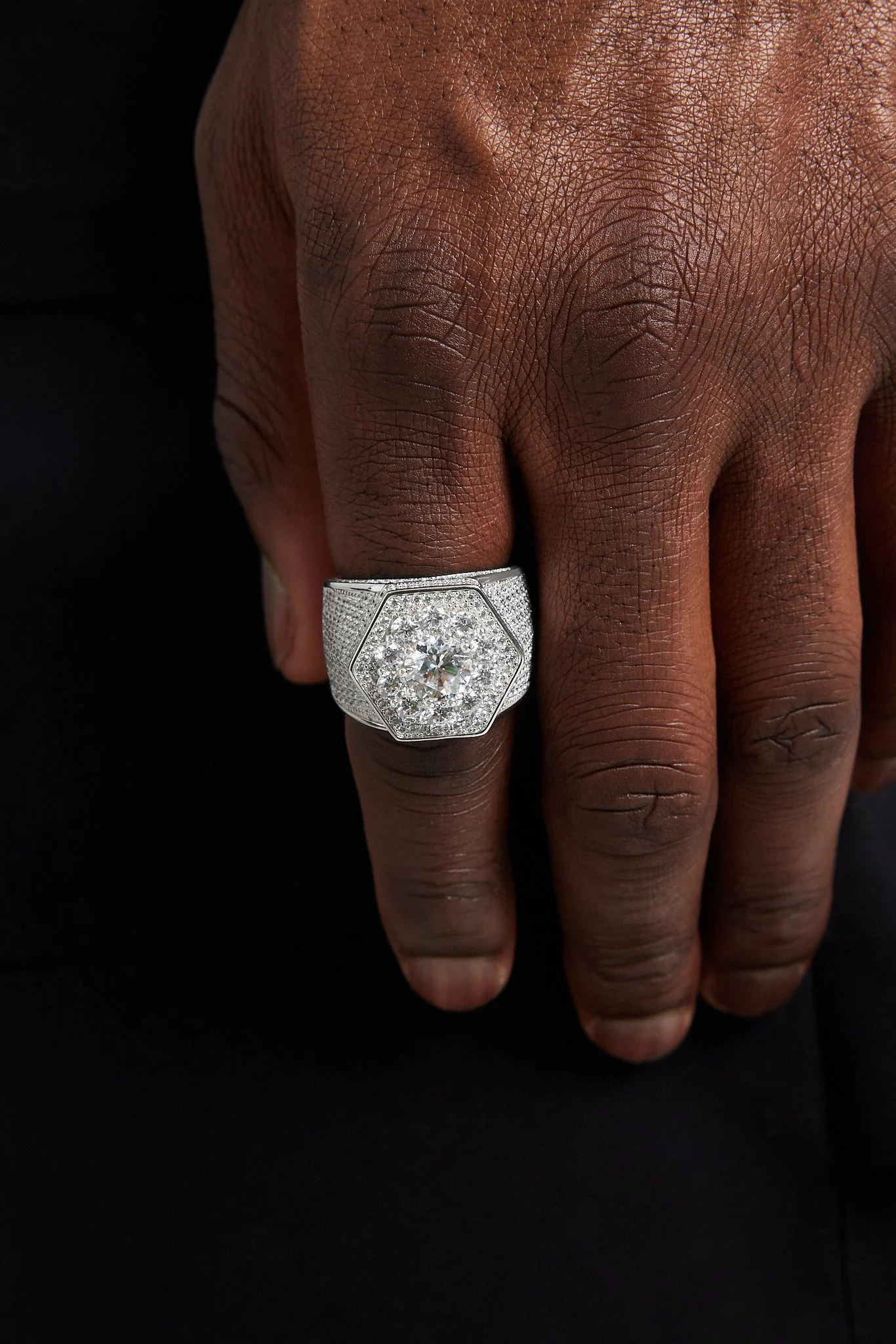 Iced Hexagon Signet Ring - Image 2