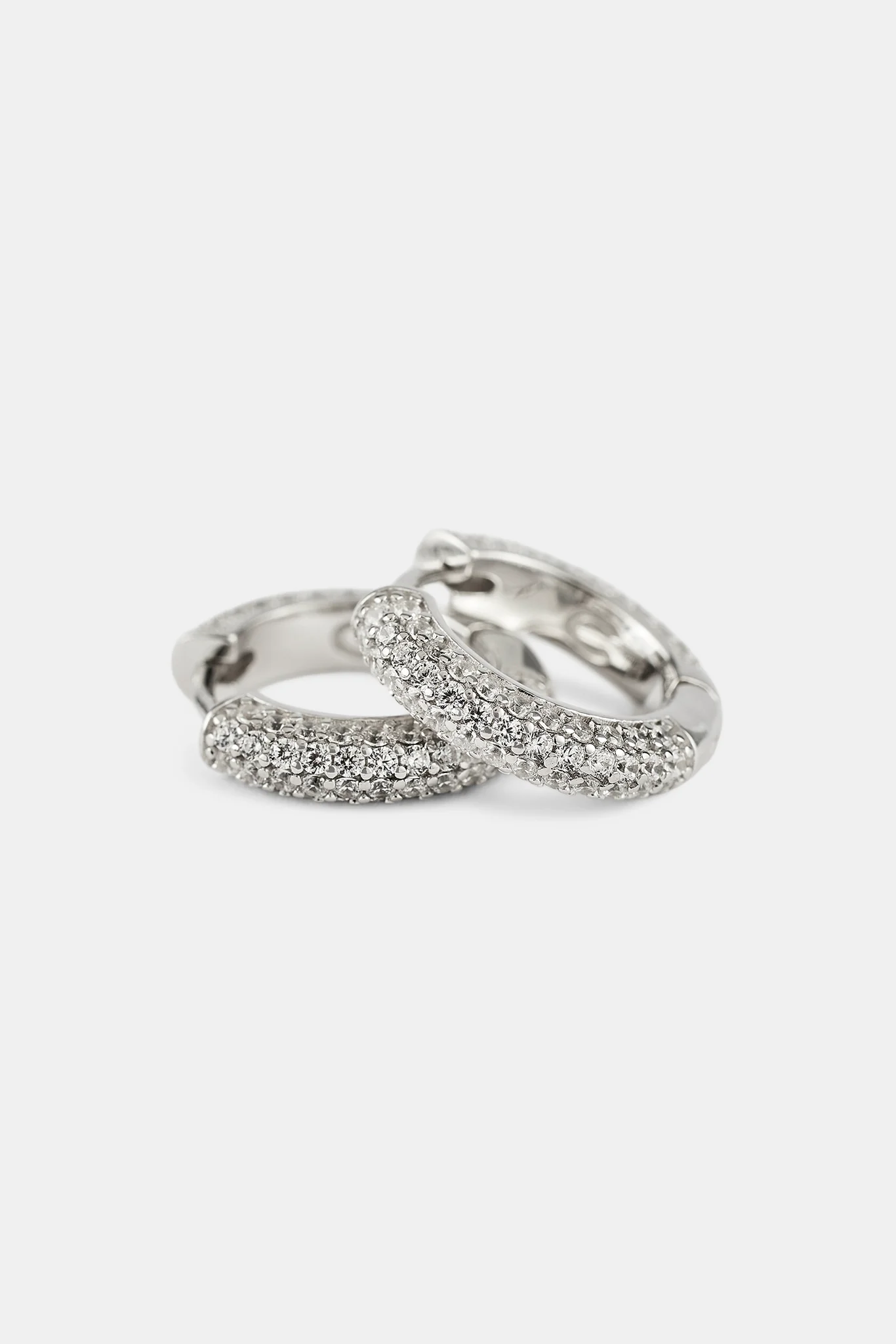 Iced Hoop Earrings - Silver - Image 3