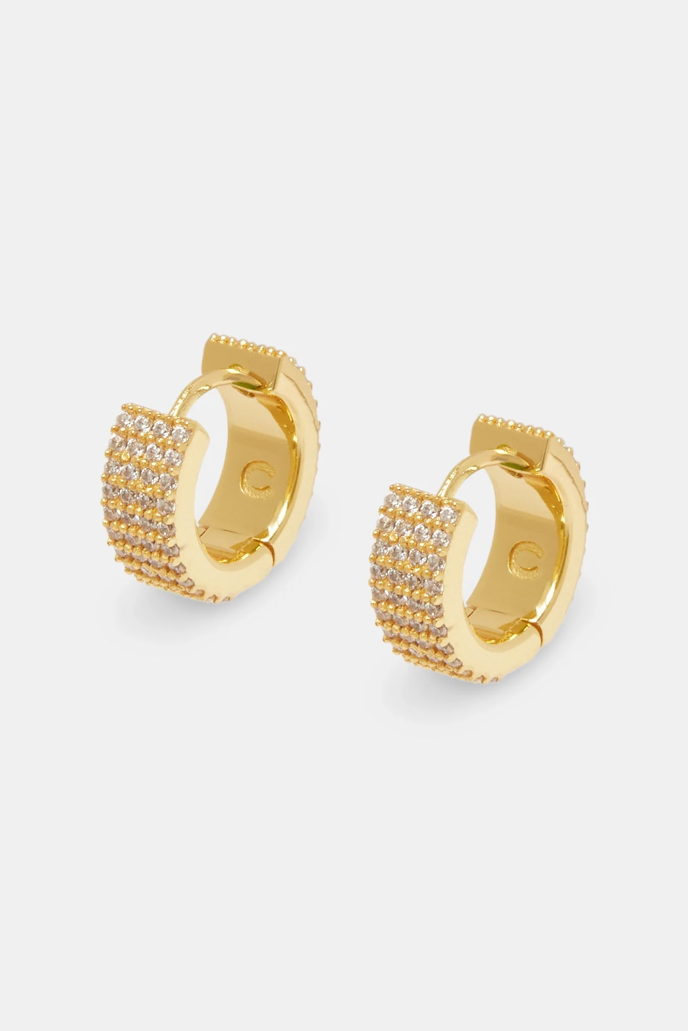 Iced Huggie Earrings - Gold