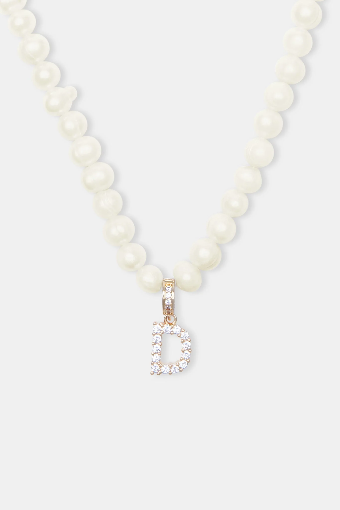 Iced Initial Clip On Pendant + 6mm Pearl Chain - Image 7