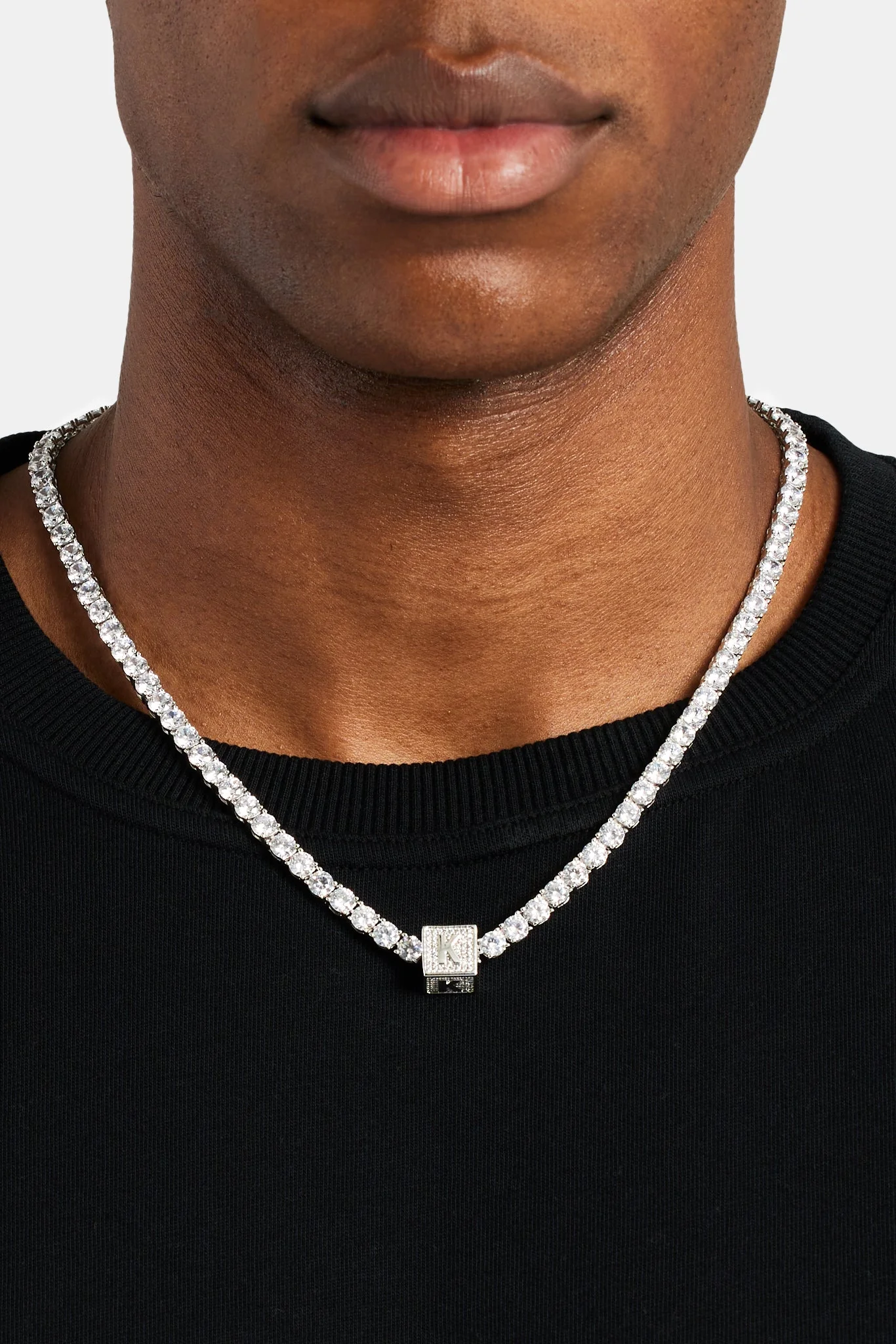 Iced K Letter Block Pendant - Image 4