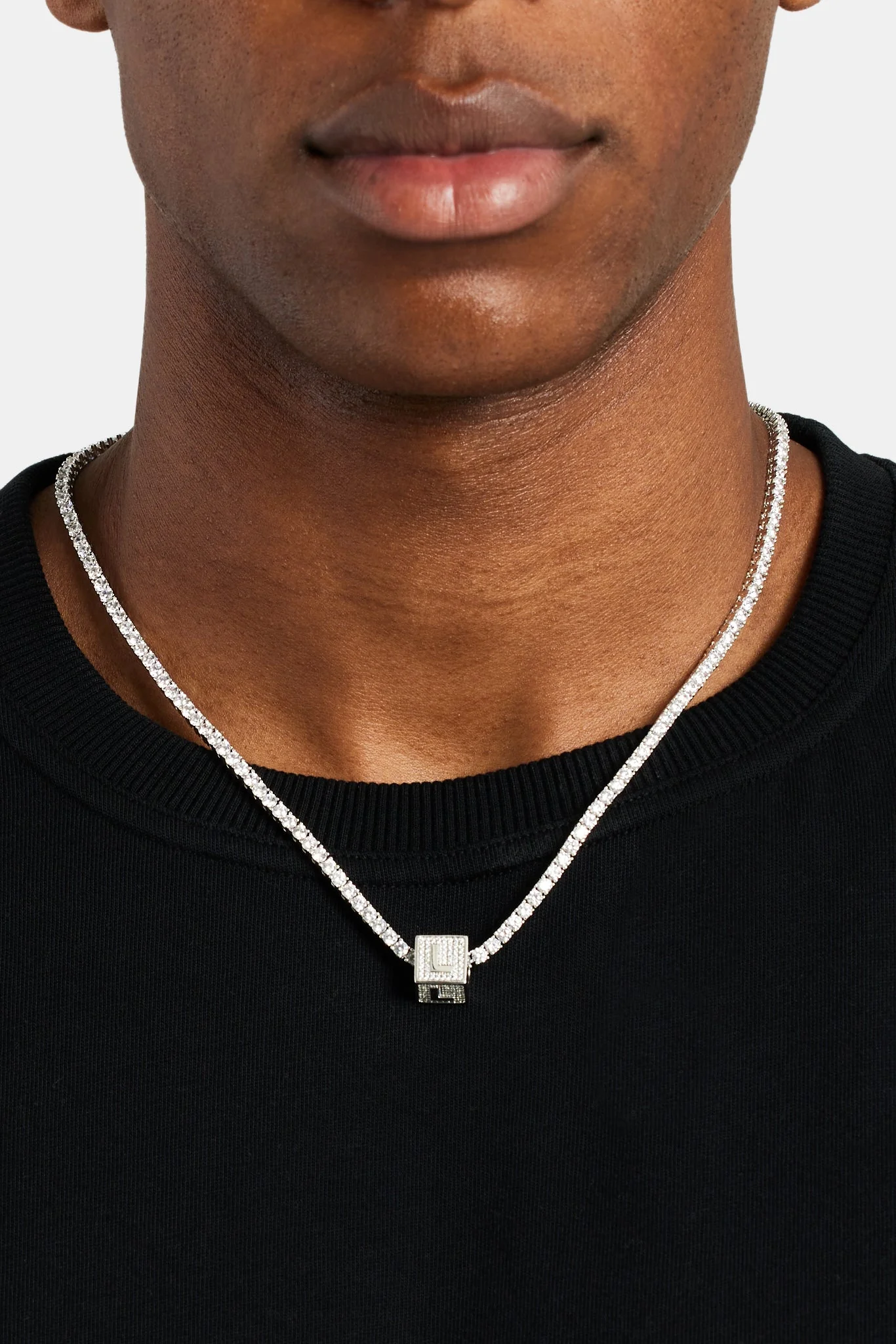 Iced L Letter Block Pendant - Image 3