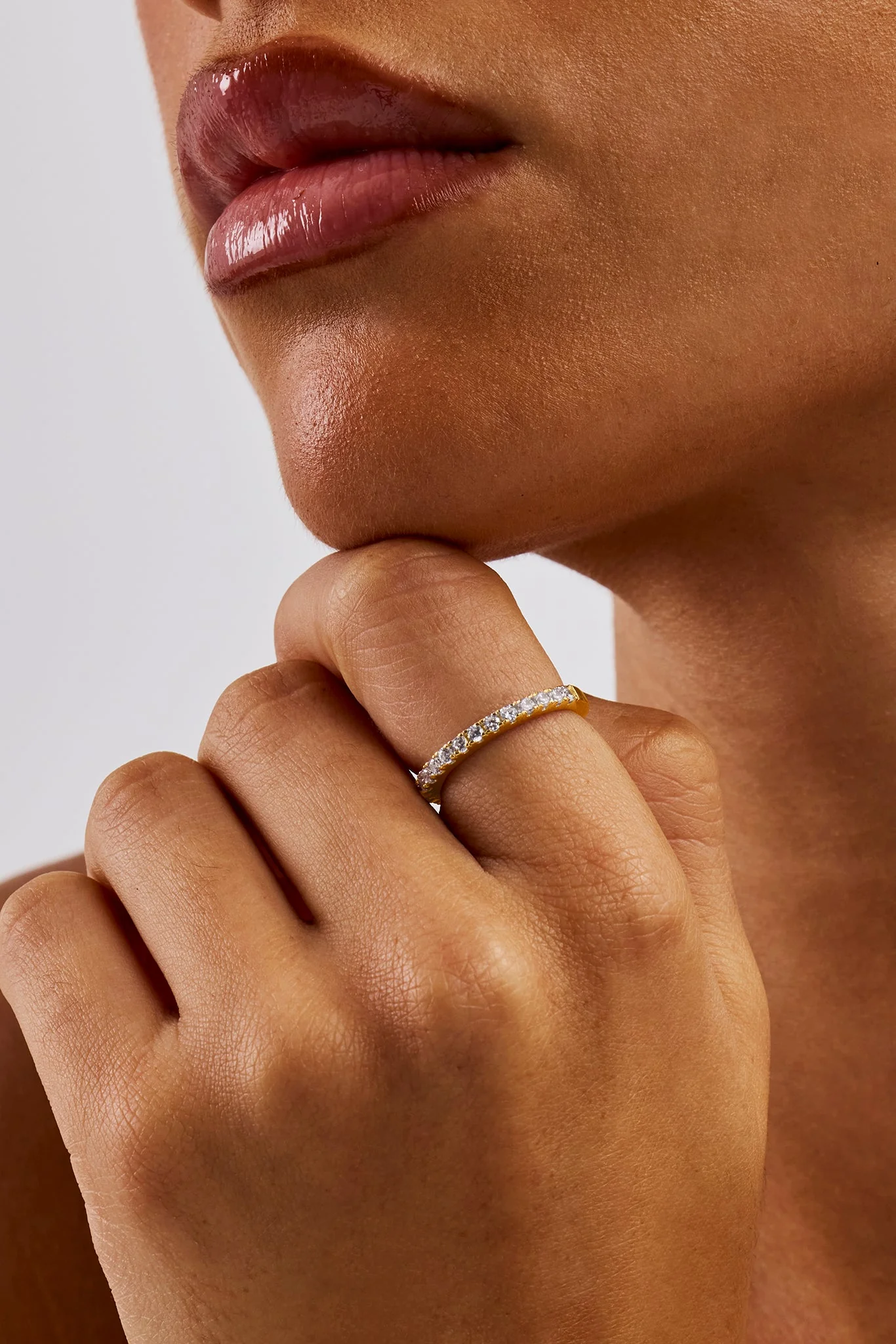 Iced Micro Tennis Ring - 2mm - Gold
