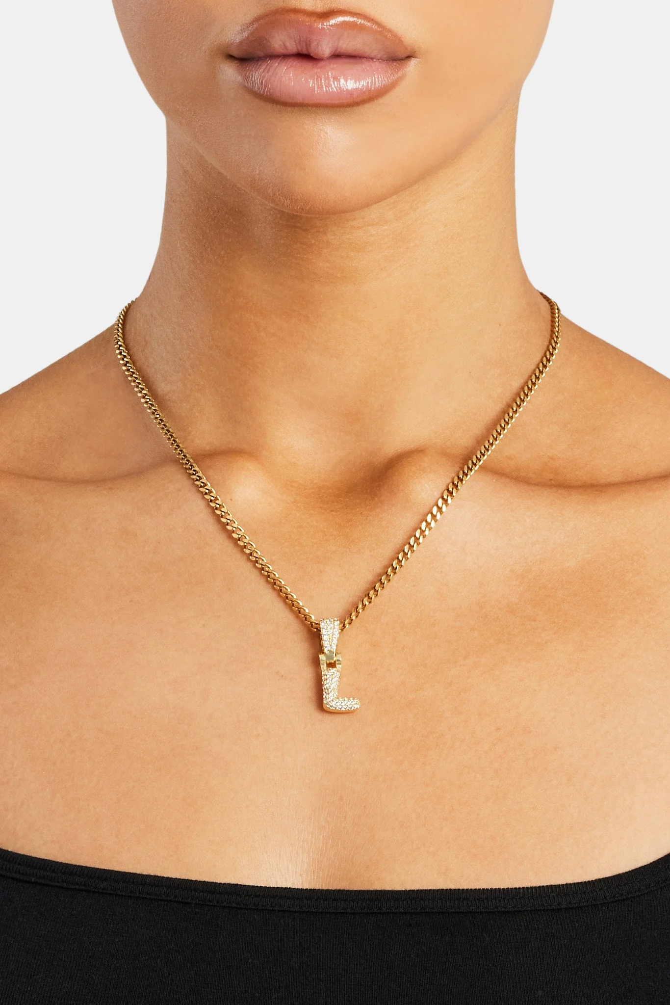 Iced Mini Bubble Pendant & Micro Cuban Chain - Gold - Image 12