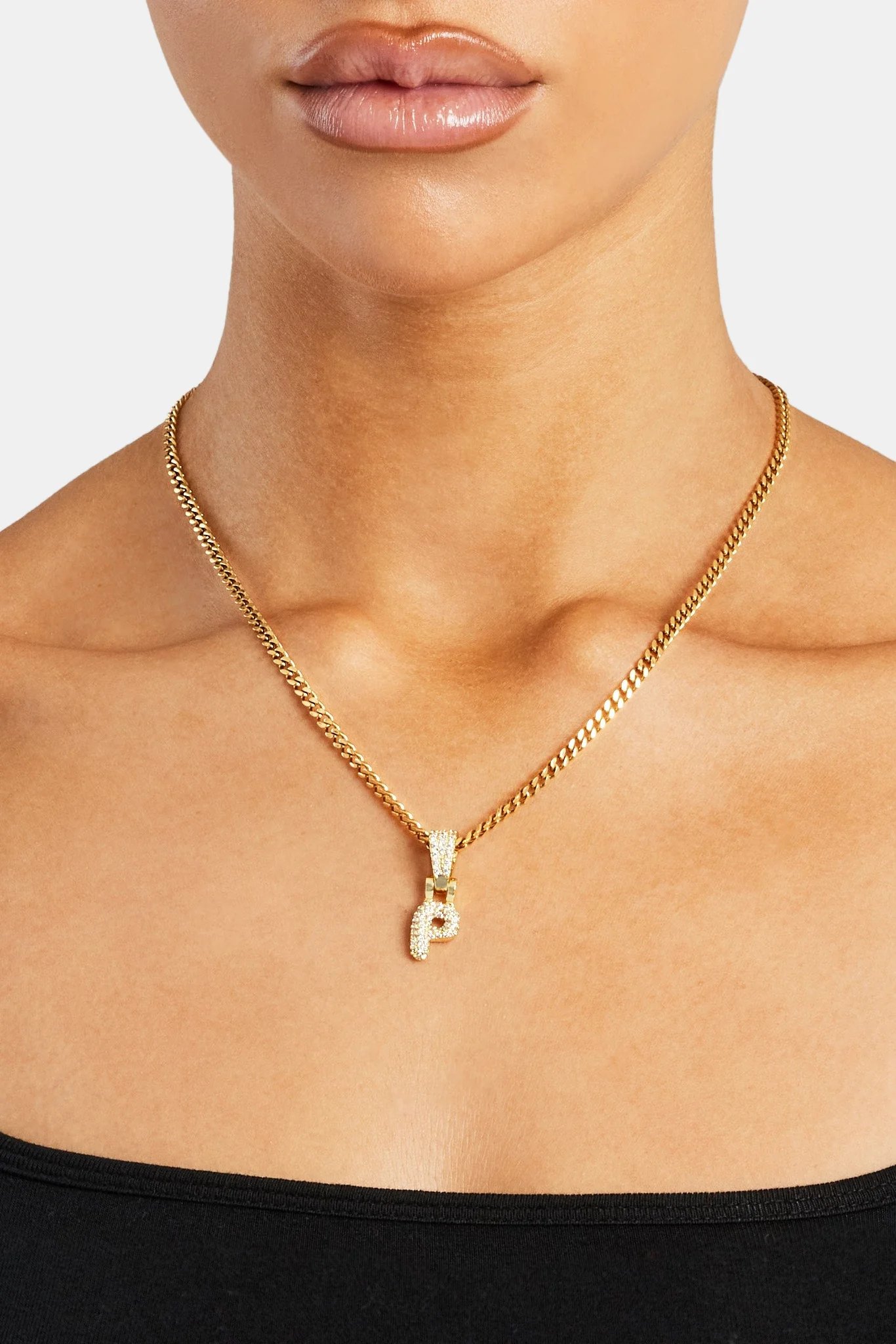 Iced Mini Bubble Pendant & Micro Cuban Chain - Gold - Image 16