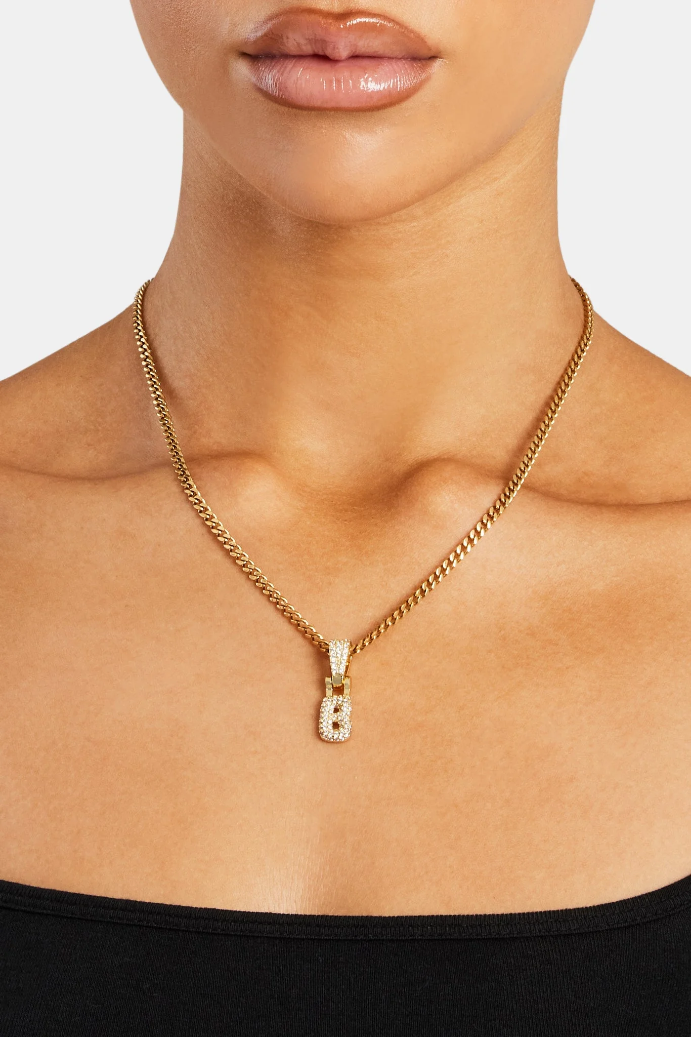 Iced Mini Bubble Pendant & Micro Cuban Chain - Gold - Image 2