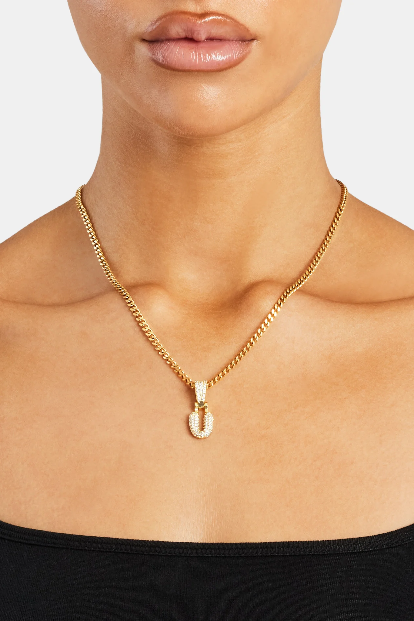 Iced Mini Bubble Pendant & Micro Cuban Chain - Gold - Image 21