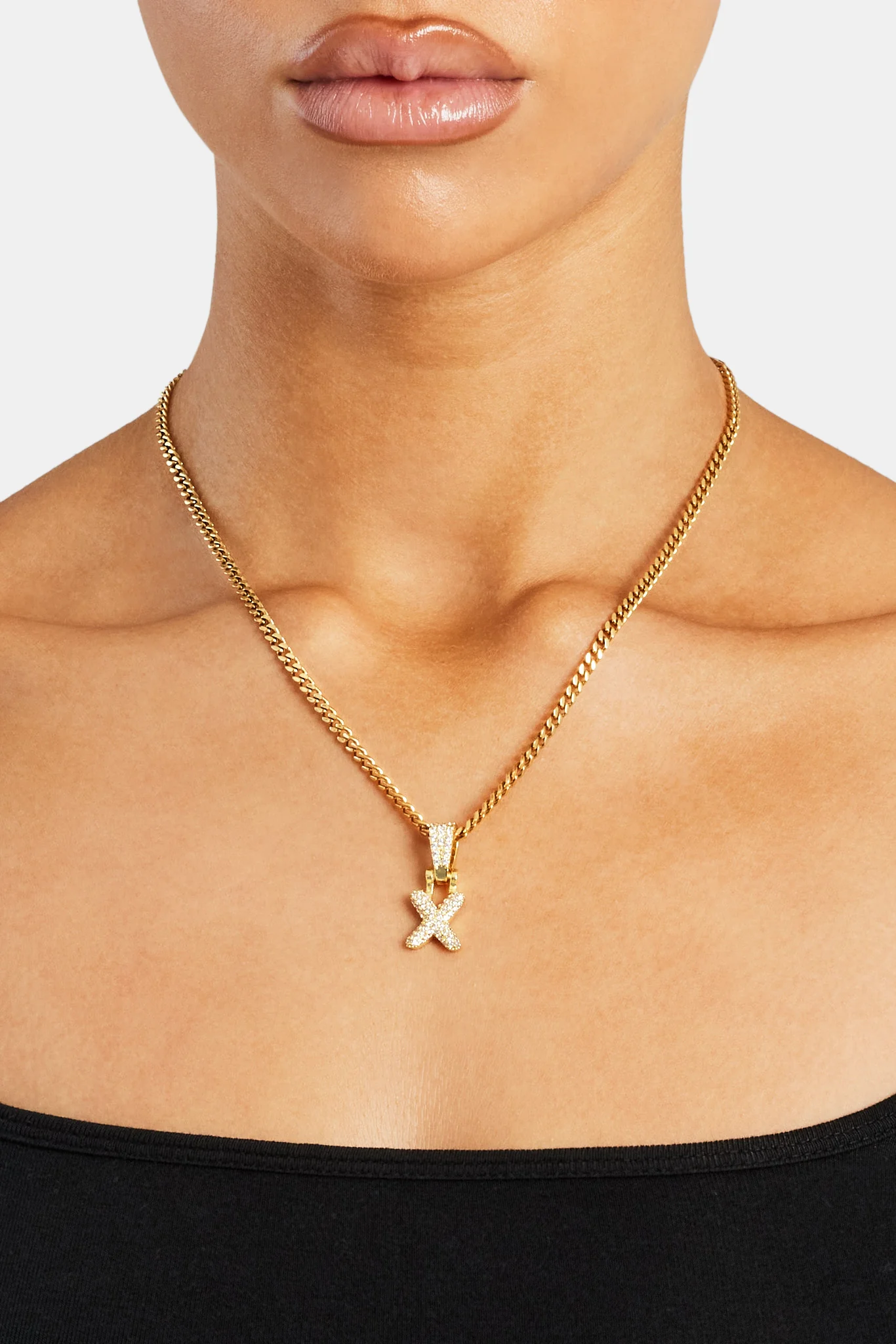 Iced Mini Bubble Pendant & Micro Cuban Chain - Gold - Image 24