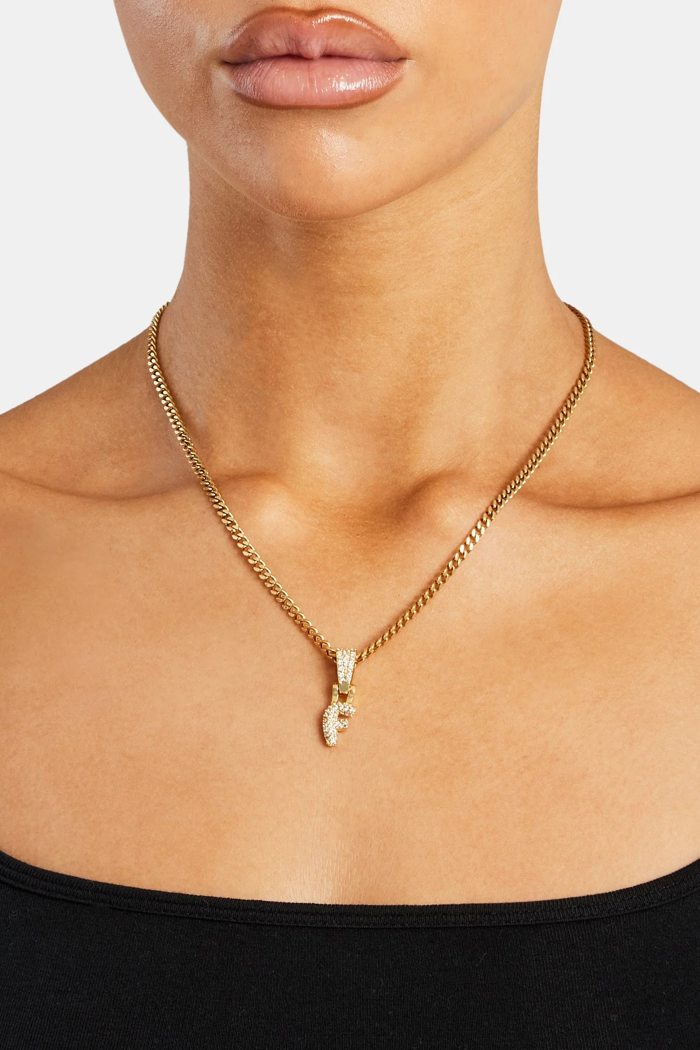 Iced Mini Bubble Pendant & Micro Cuban Chain - Gold - Image 6