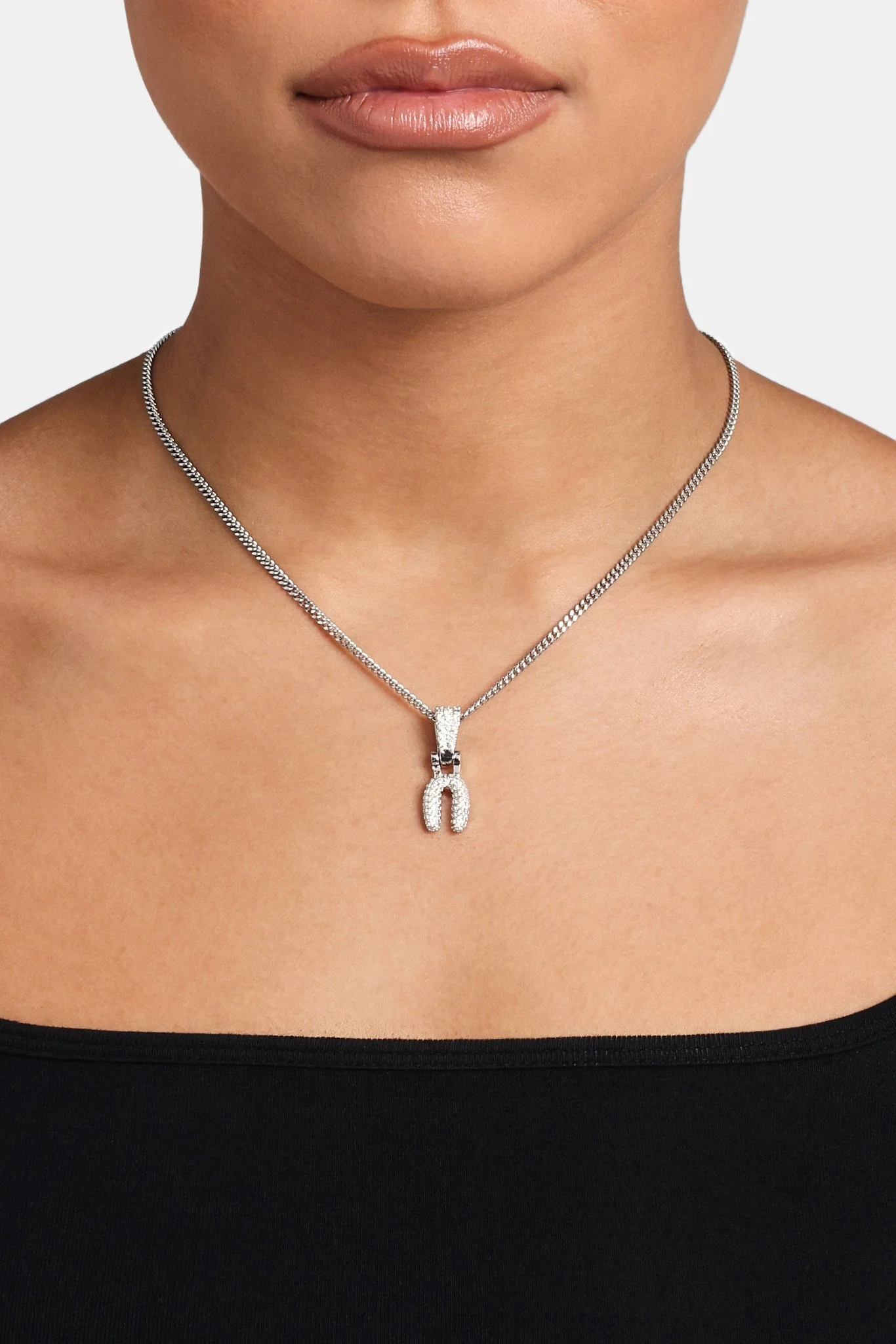 Iced Mini Bubble Pendant & Micro Cuban Chain - White - Image 14