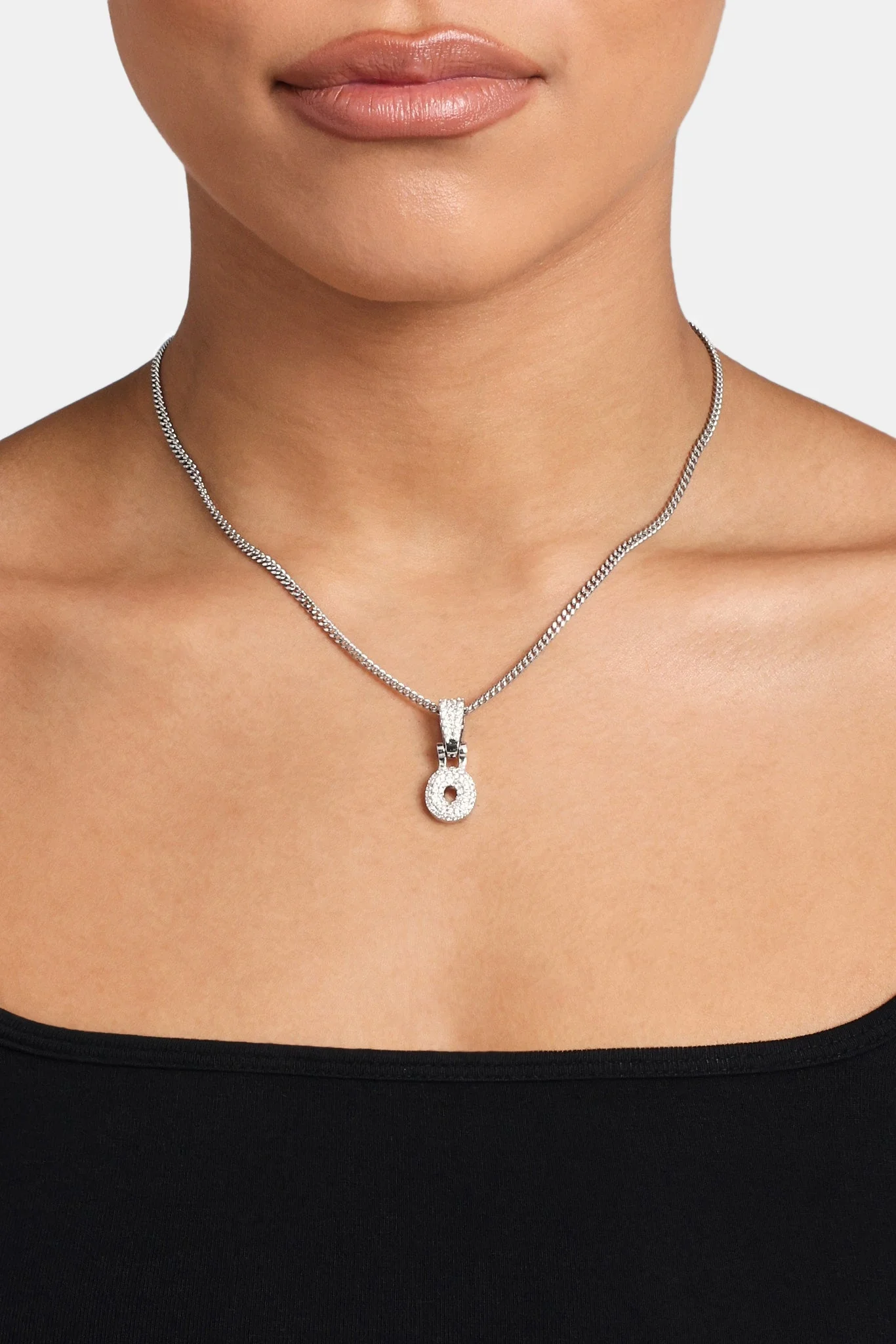 Iced Mini Bubble Pendant & Micro Cuban Chain - White - Image 15
