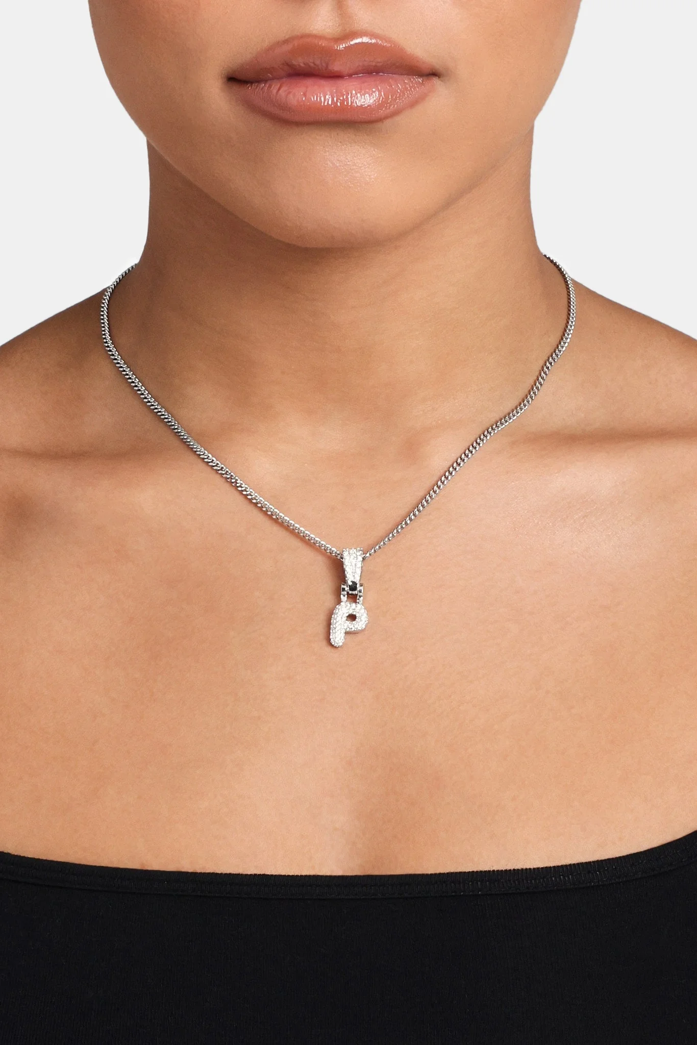 Iced Mini Bubble Pendant & Micro Cuban Chain - White - Image 16