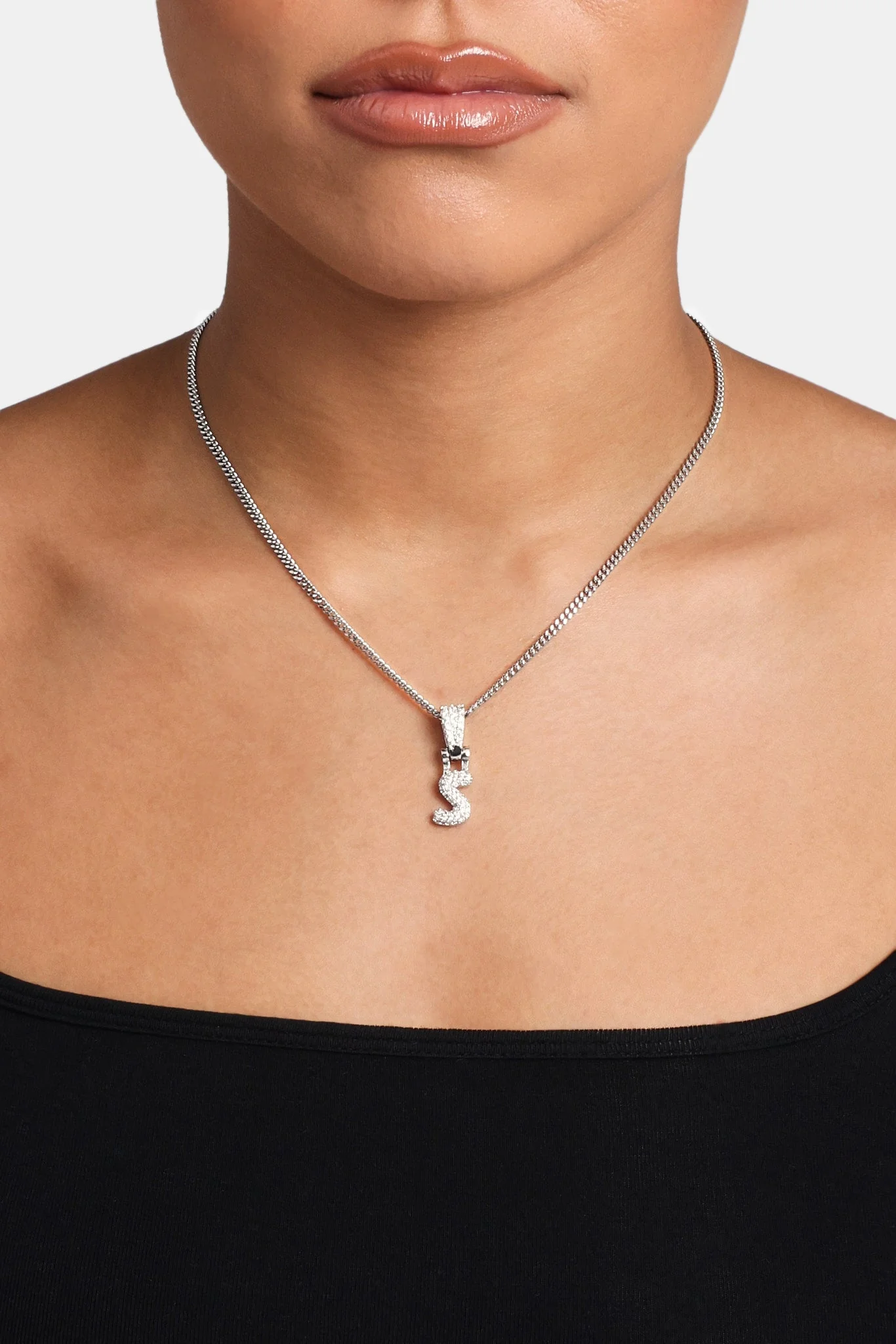 Iced Mini Bubble Pendant & Micro Cuban Chain - White - Image 19