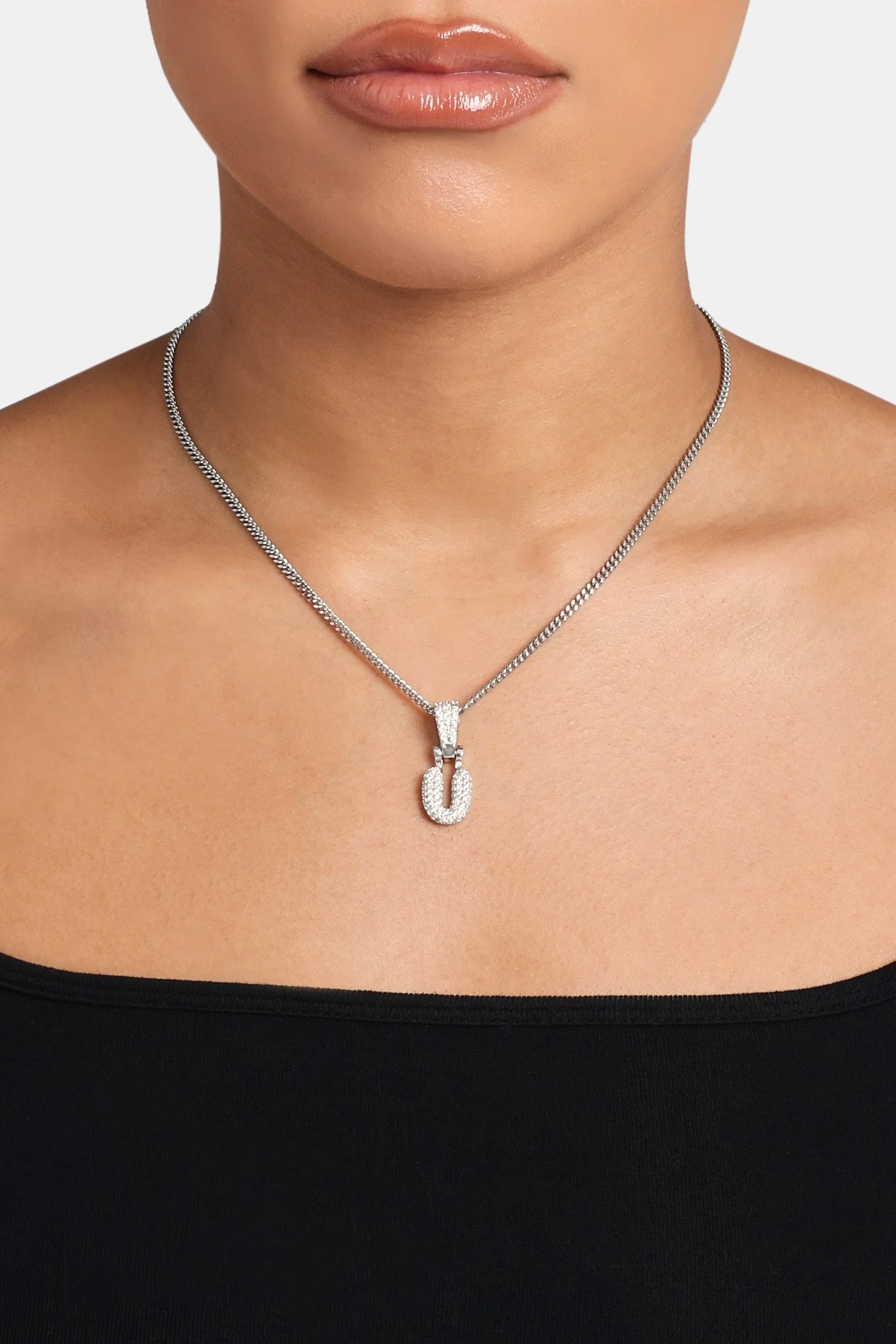 Iced Mini Bubble Pendant & Micro Cuban Chain - White - Image 21