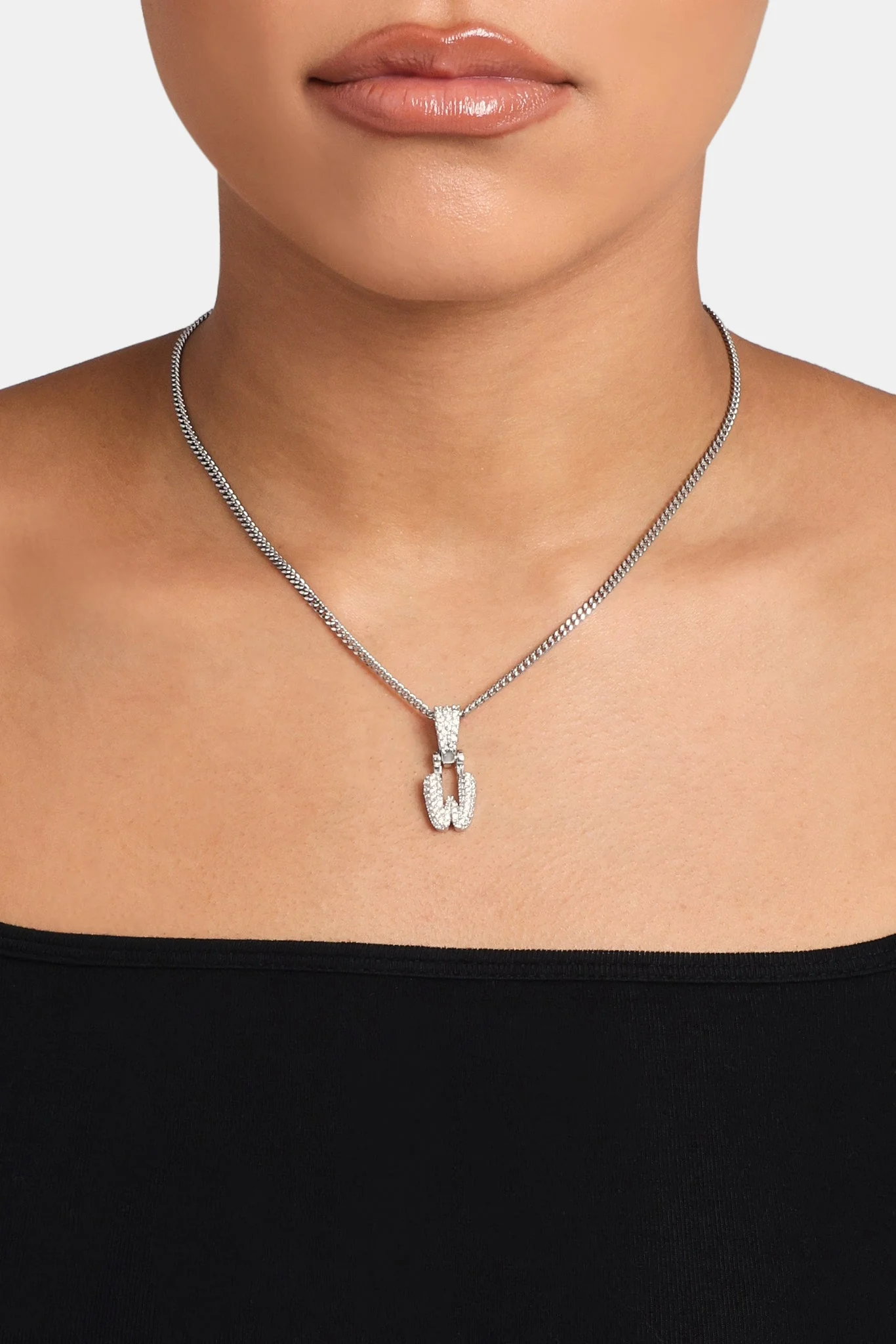 Iced Mini Bubble Pendant & Micro Cuban Chain - White - Image 23