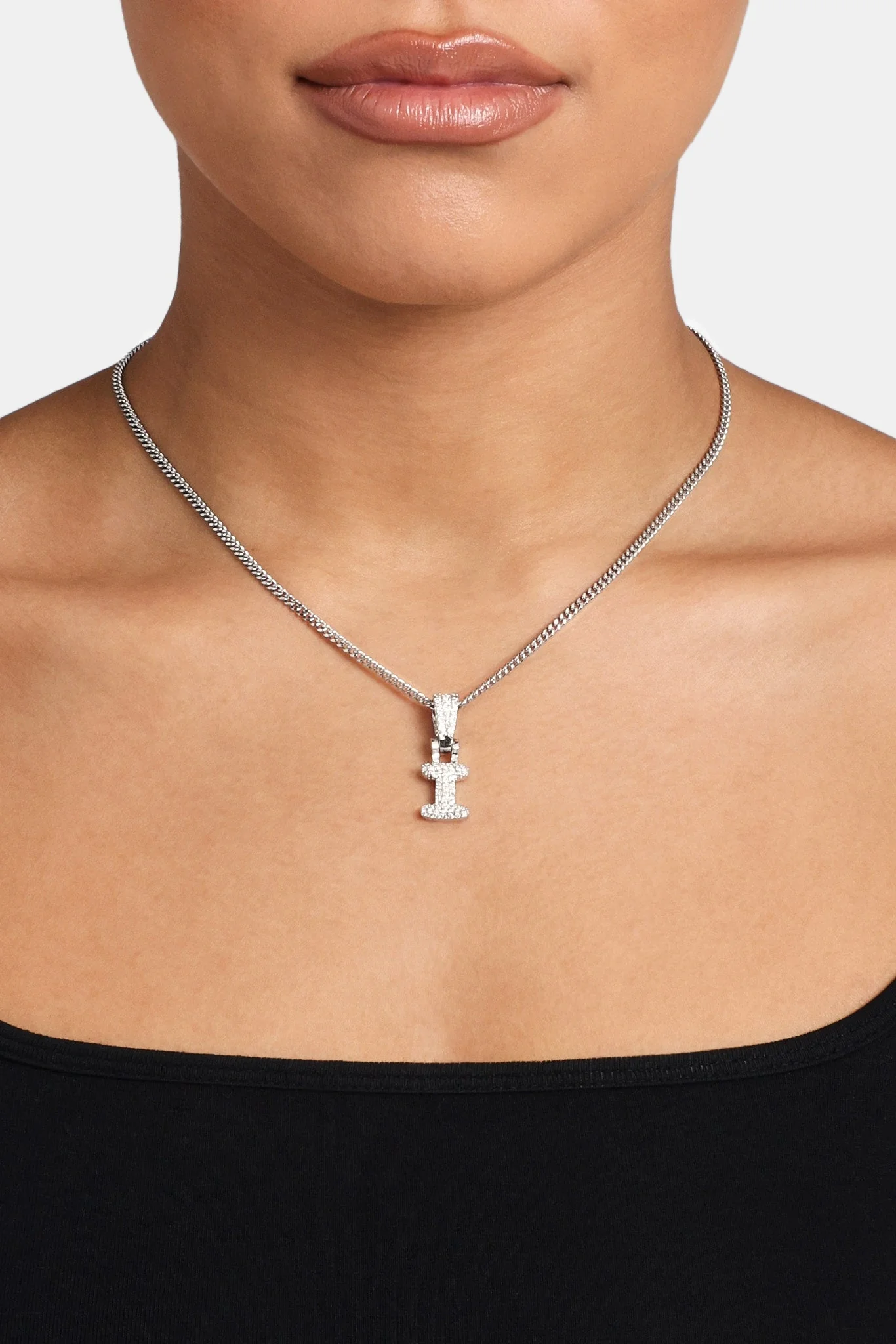 Iced Mini Bubble Pendant & Micro Cuban Chain - White - Image 9