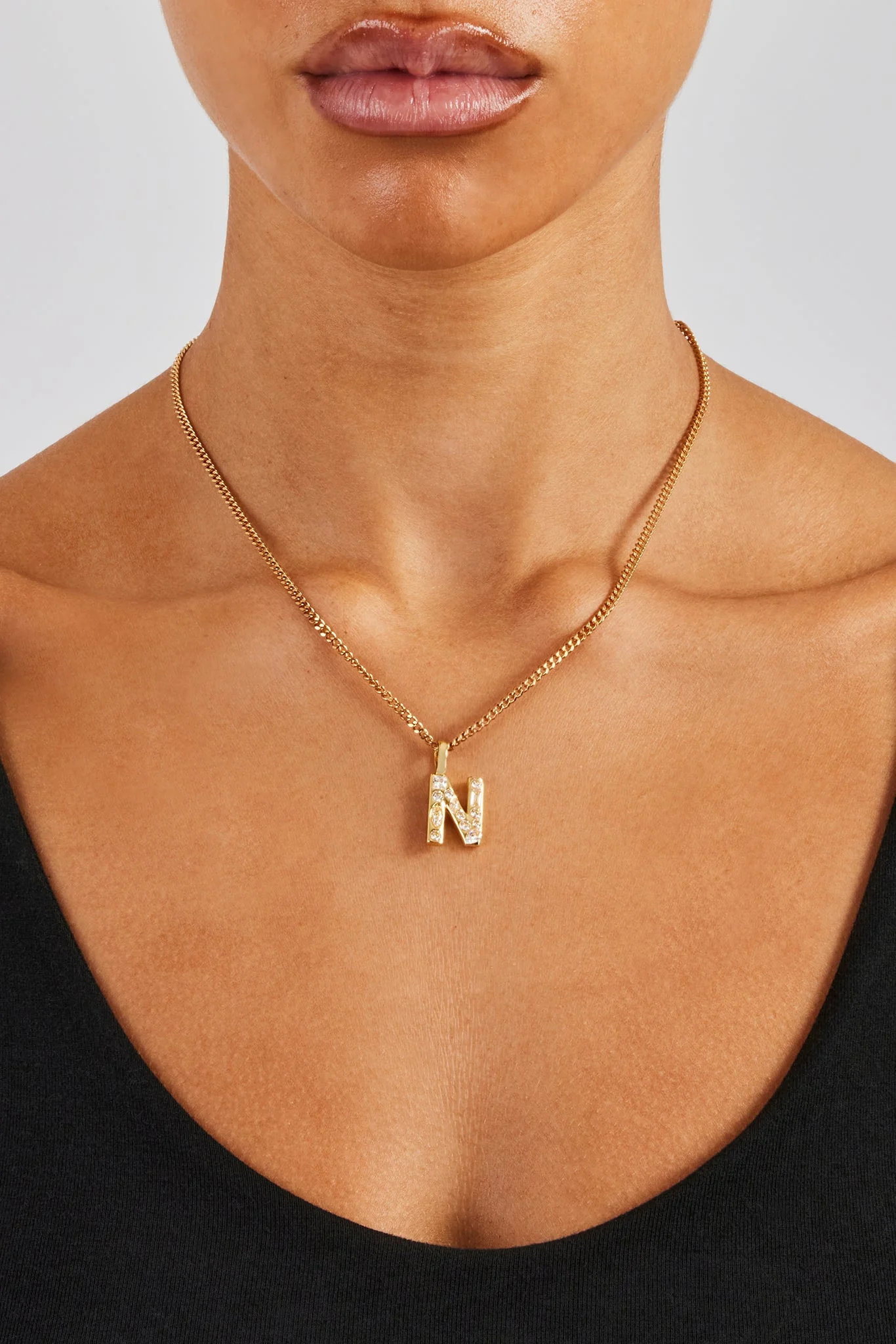Iced Mixed Stone Letter Pendant - 25mm - Image 10