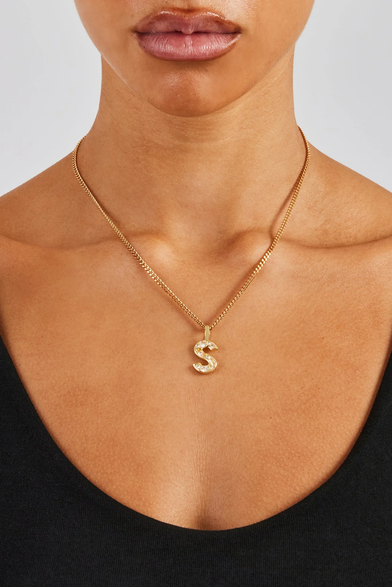 Iced Mixed Stone Letter Pendant - 25mm - Image 12