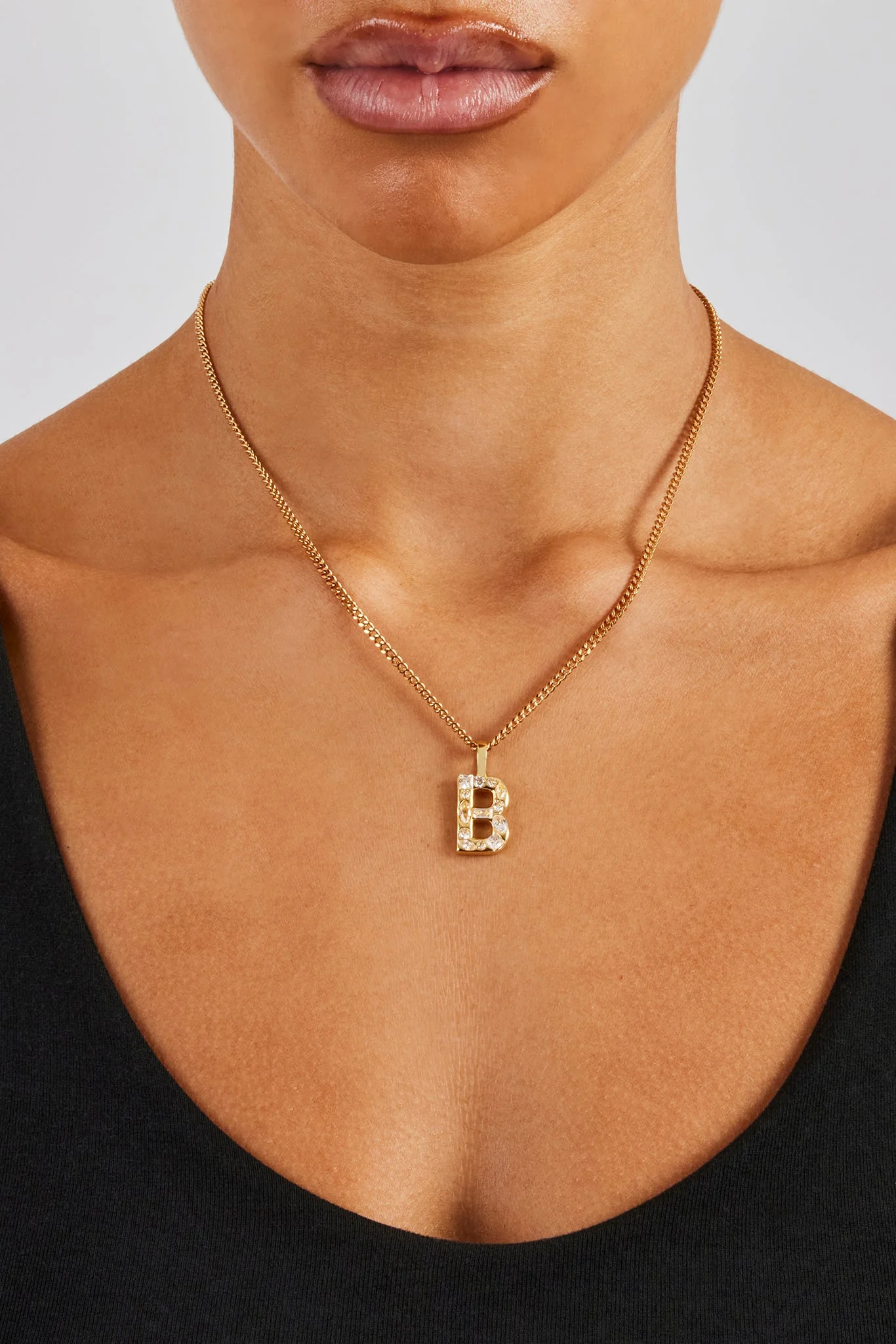 Iced Mixed Stone Letter Pendant - 25mm - Image 2