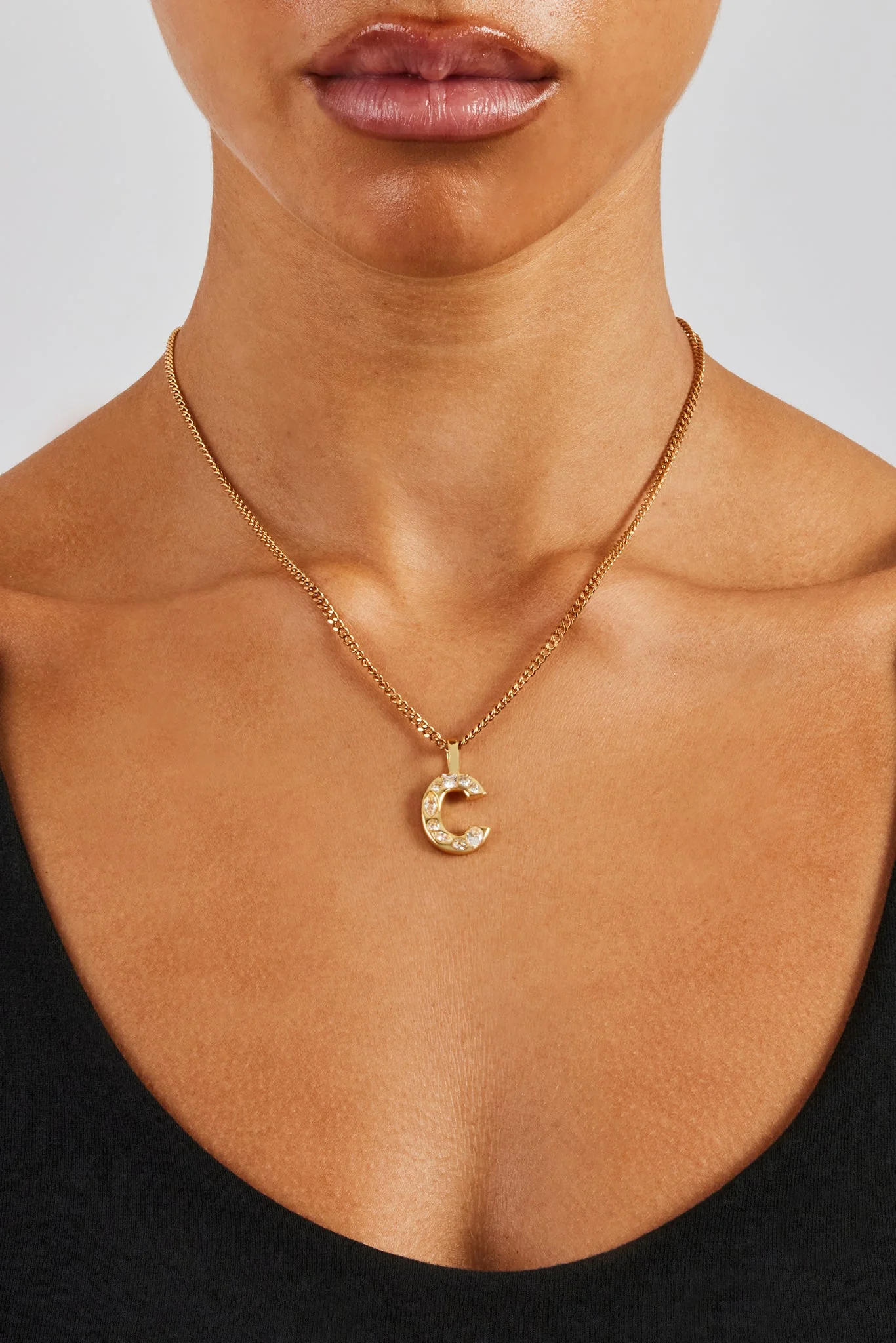 Iced Mixed Stone Letter Pendant - 25mm - Image 3