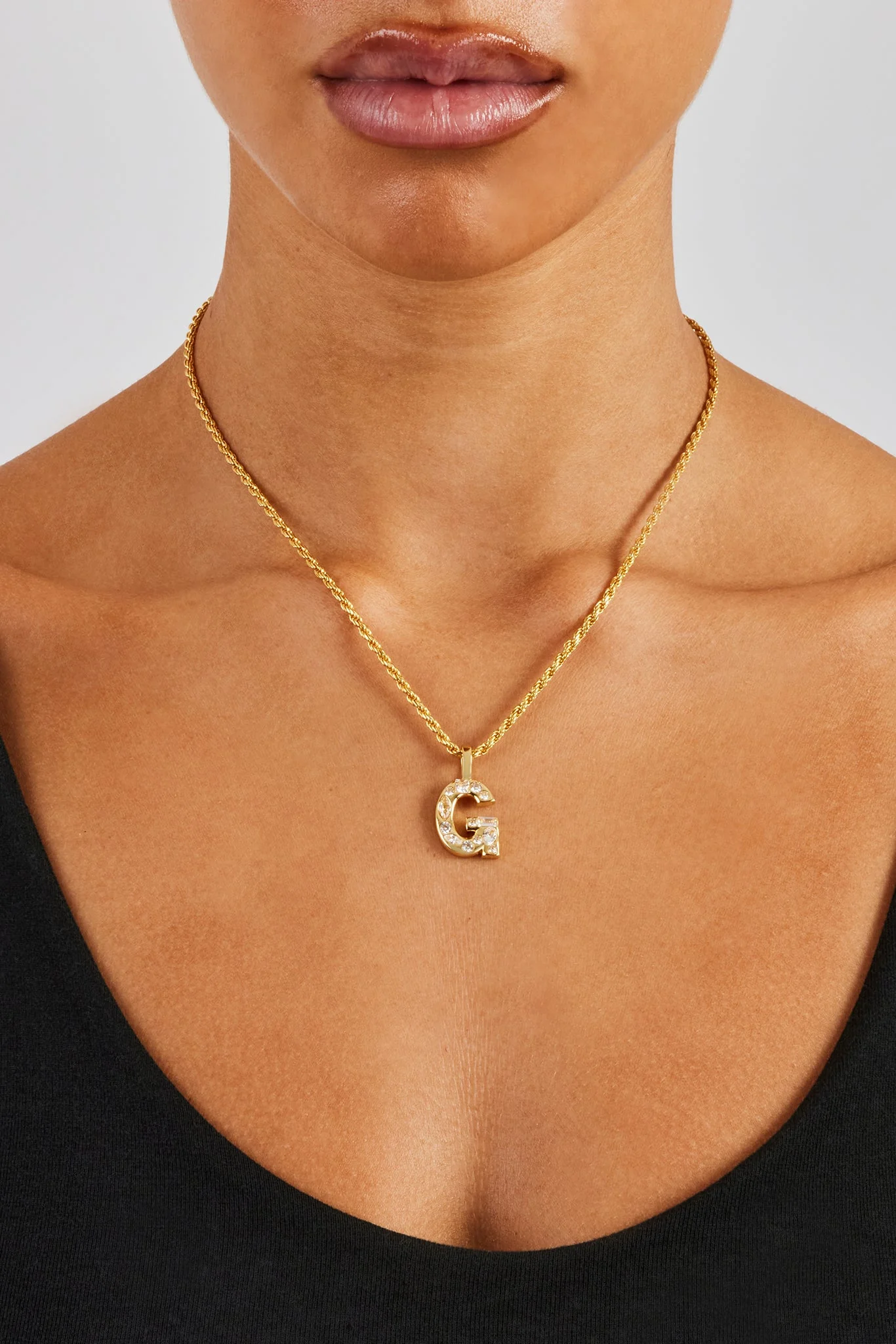 Iced Mixed Stone Letter Pendant - 25mm - Image 6