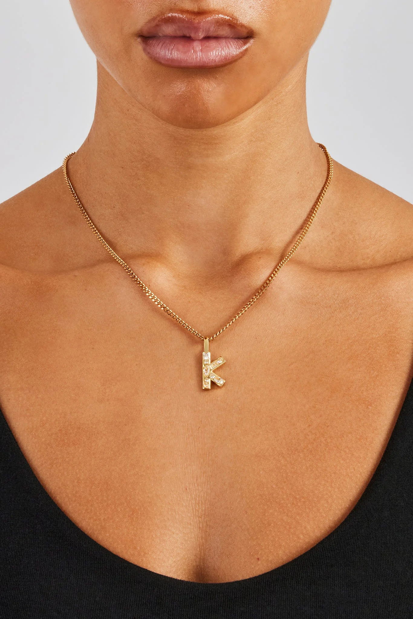 Iced Mixed Stone Letter Pendant - 25mm - Image 7