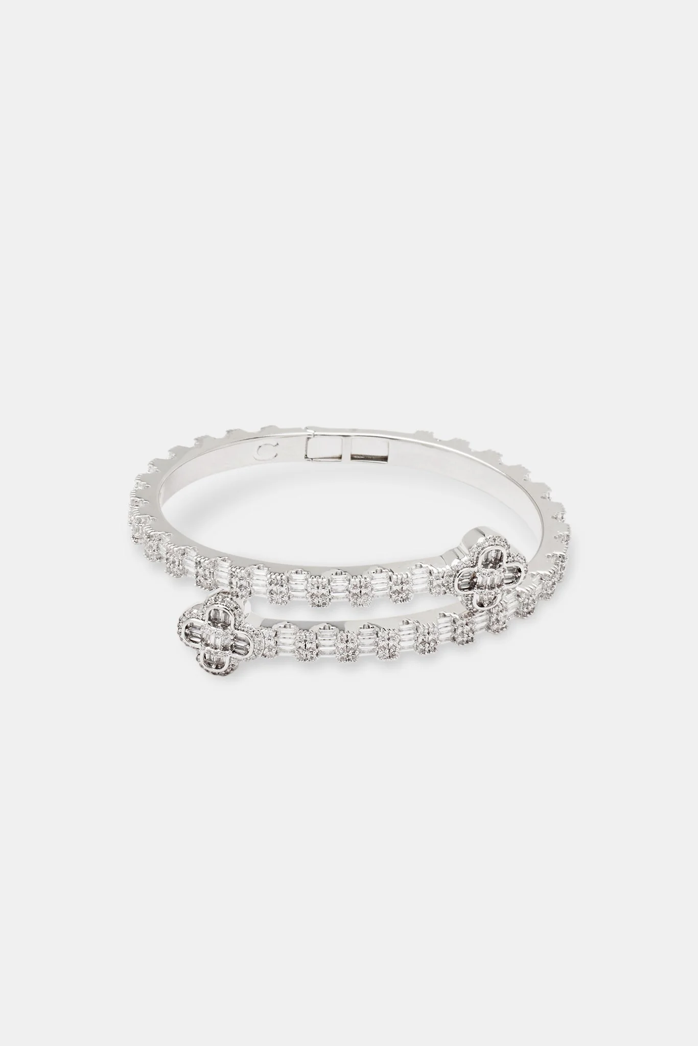 Iced Motif Baguette Bangle - 8mm - Image 2