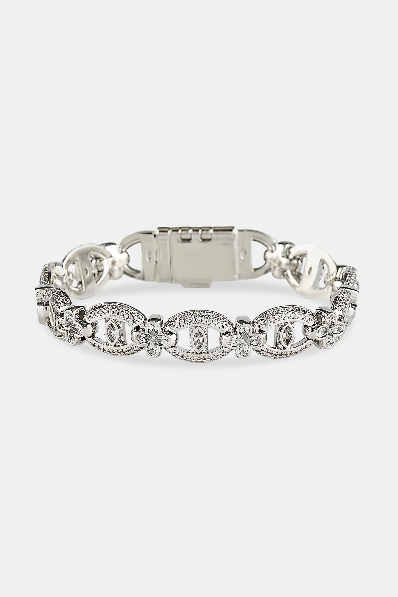 Iced Motif & Gemstone Link Bracelet - 10mm - Image 3