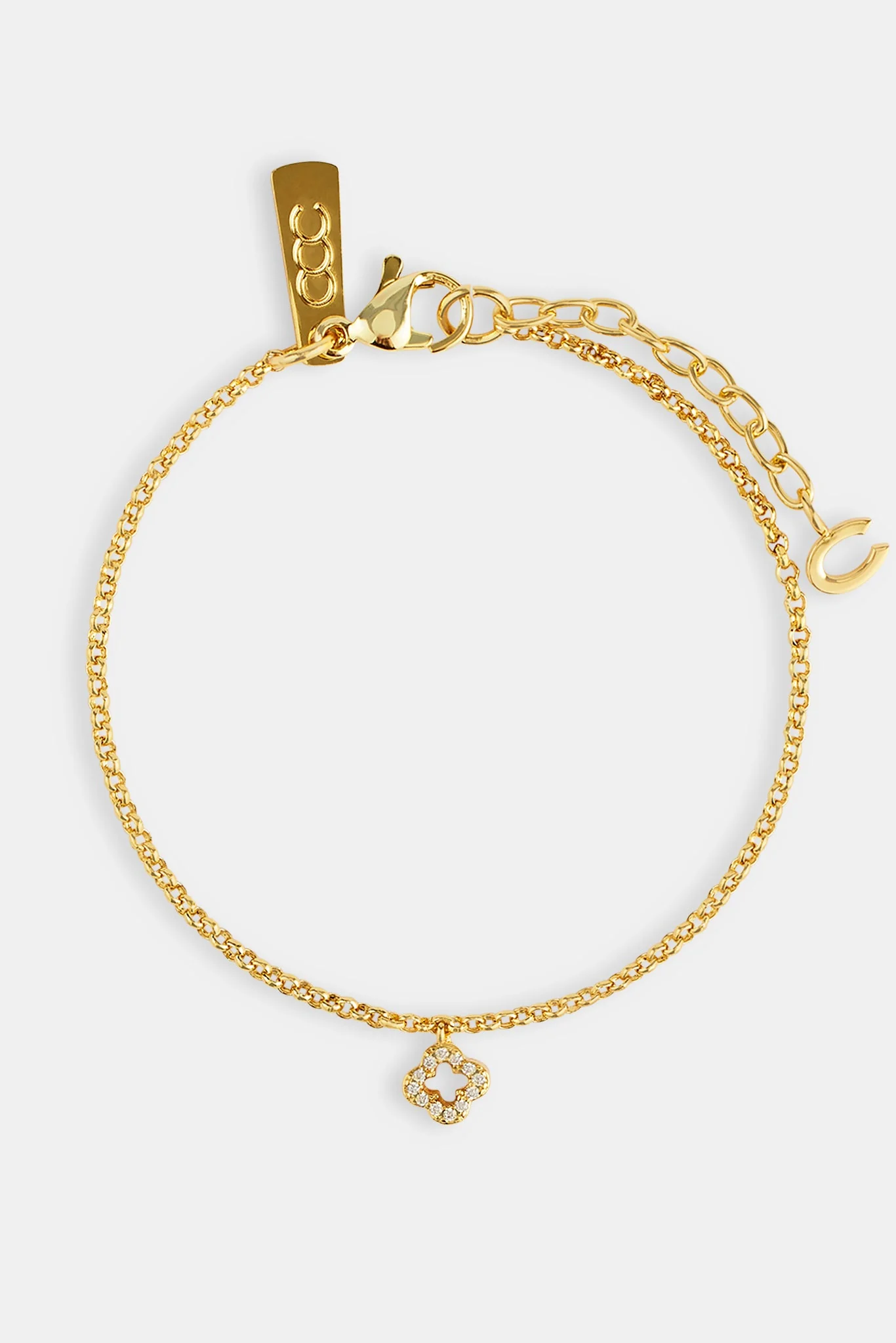 Iced Motif Outline Micro Bracelet - 6mm - Gold - Image 3