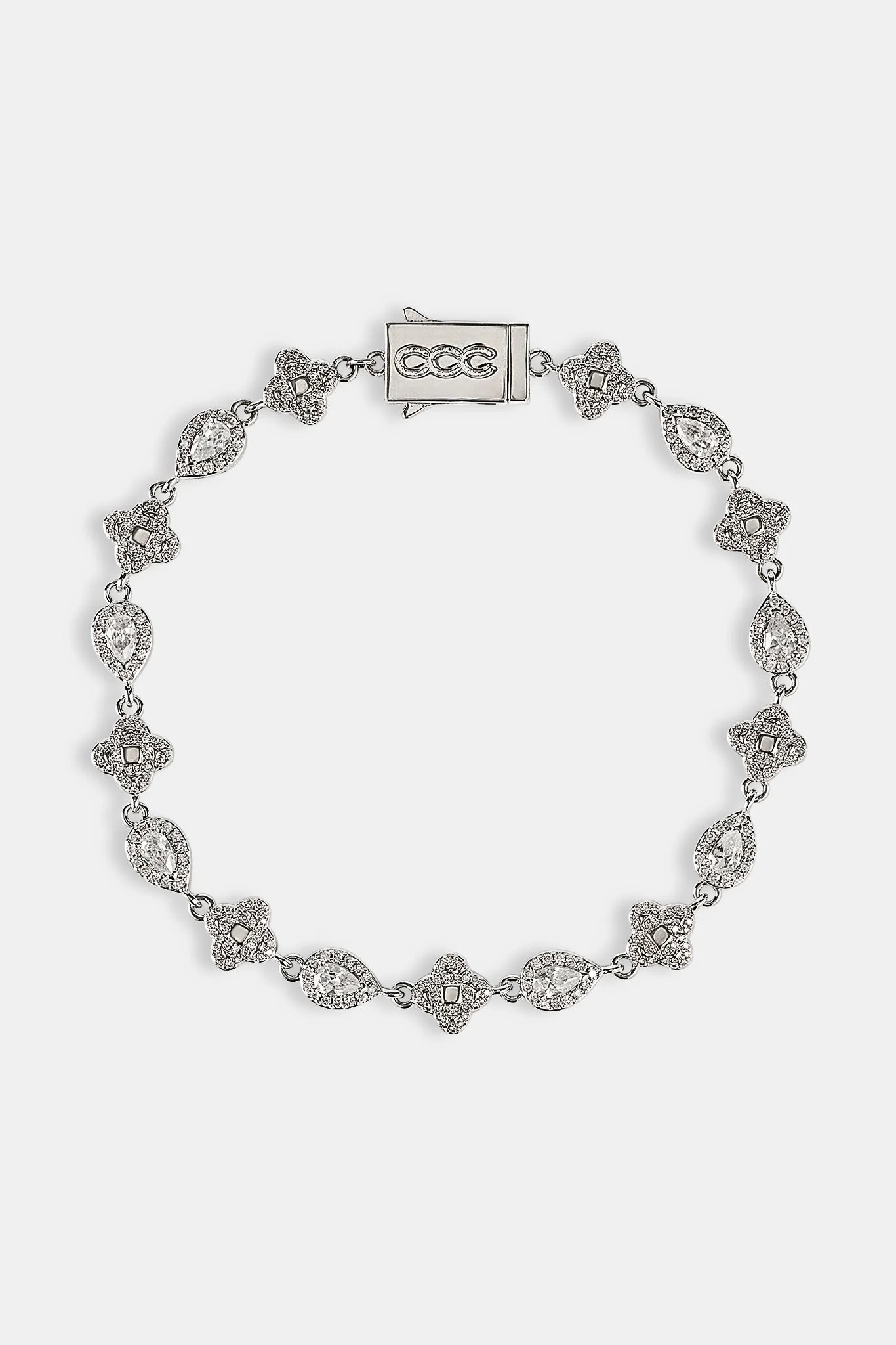Iced Motif & Pear Gemstone Bracelet - 6mm - Image 2