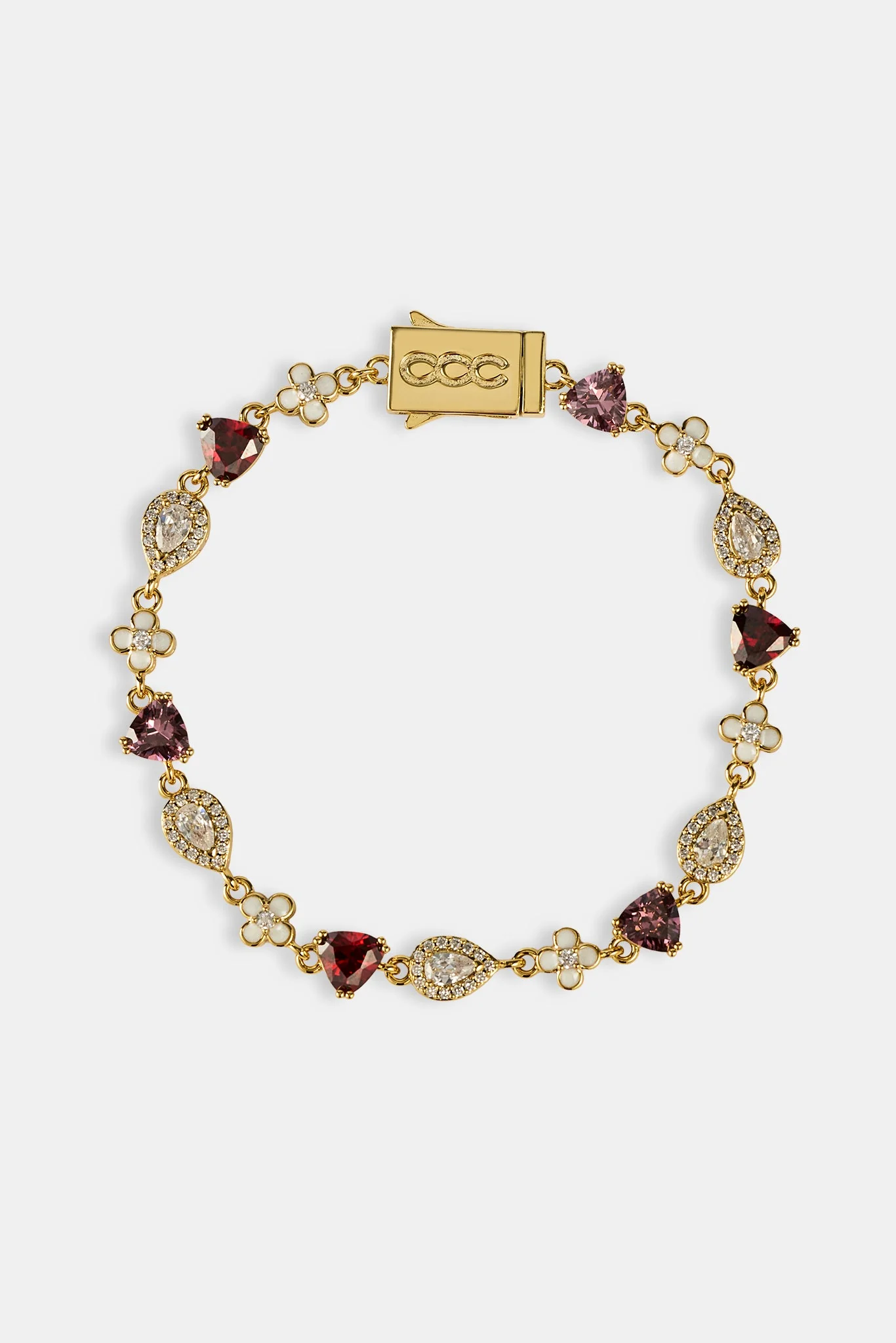 Iced Motif Pink Multi Gemstone Bracelet - 6mm - Image 2