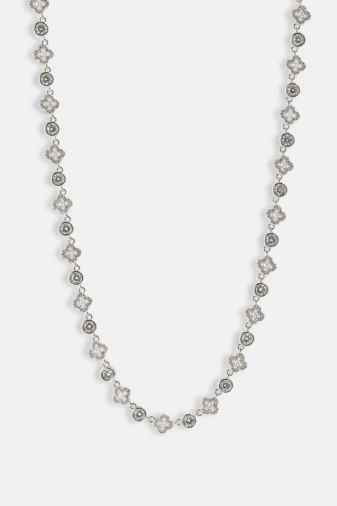 Iced Motif & Round Gemstone Chain - 8mm - White - Image 3