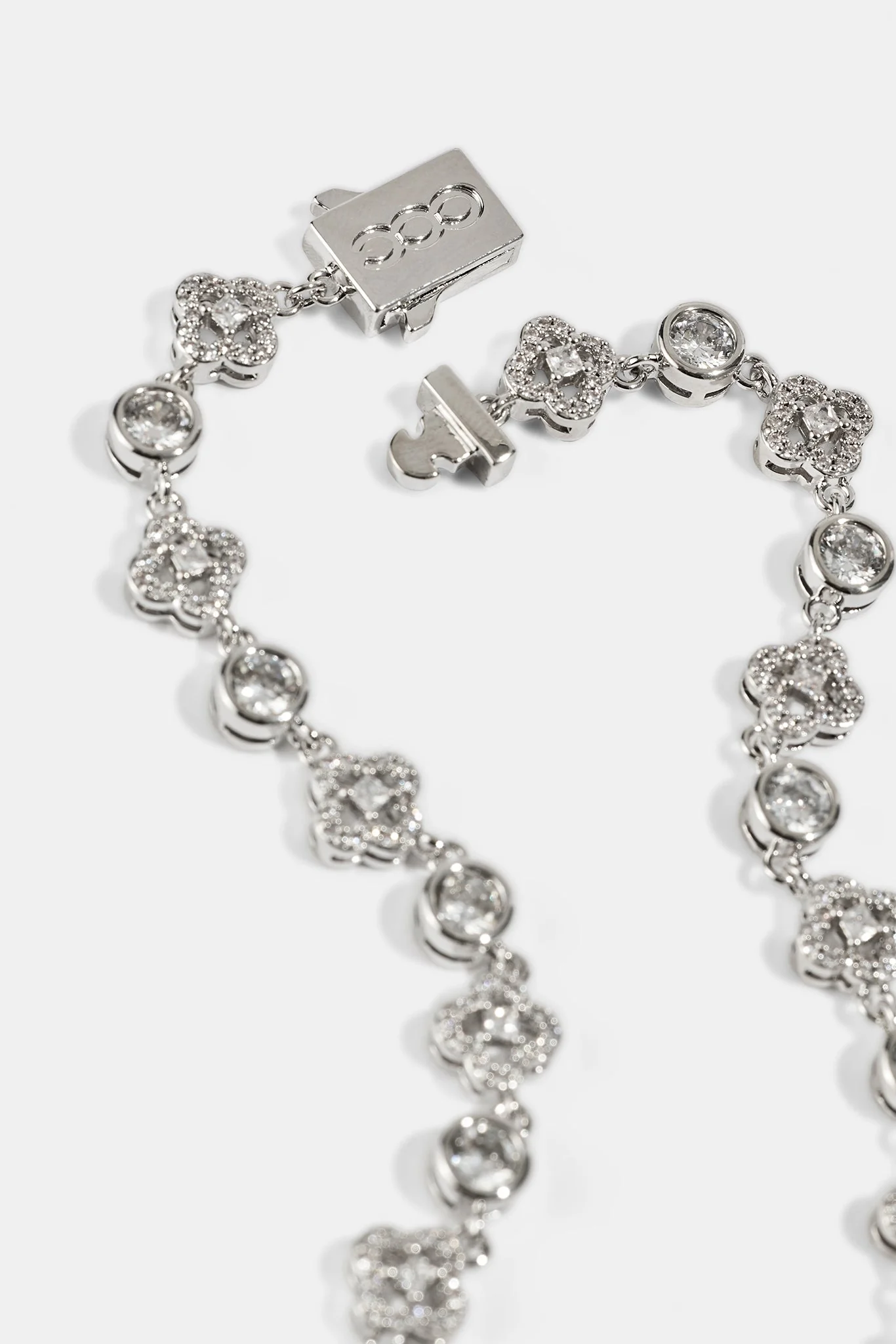 Iced Motif & Round Gemstone Chain - 8mm - White - Image 4