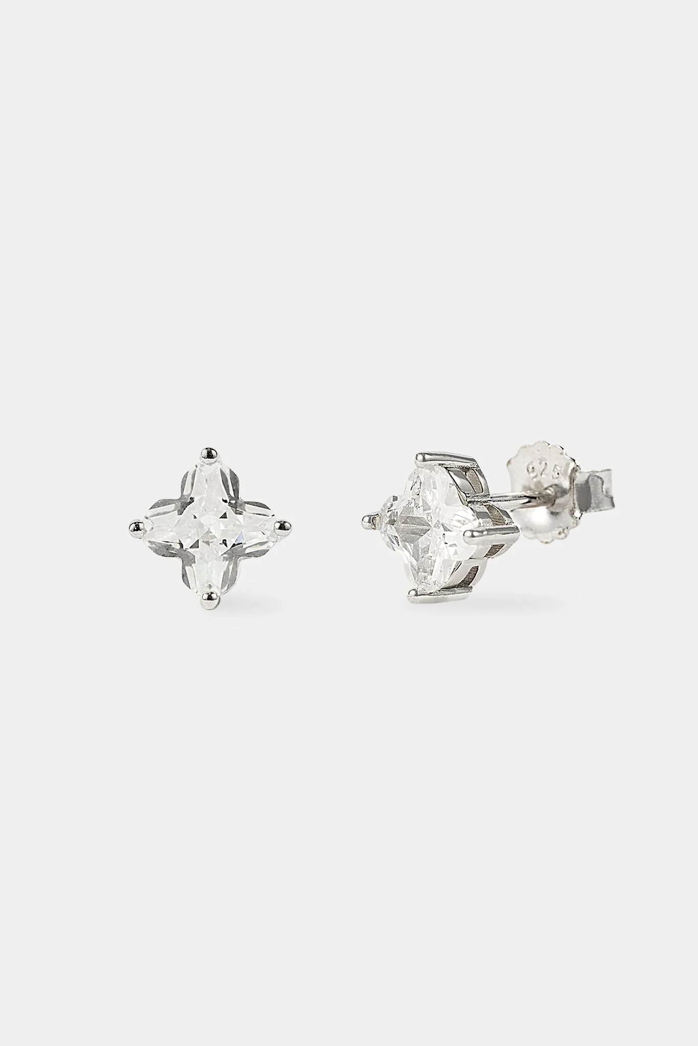 Iced Motif Stone Stud Earrings - 6mm - Image 2