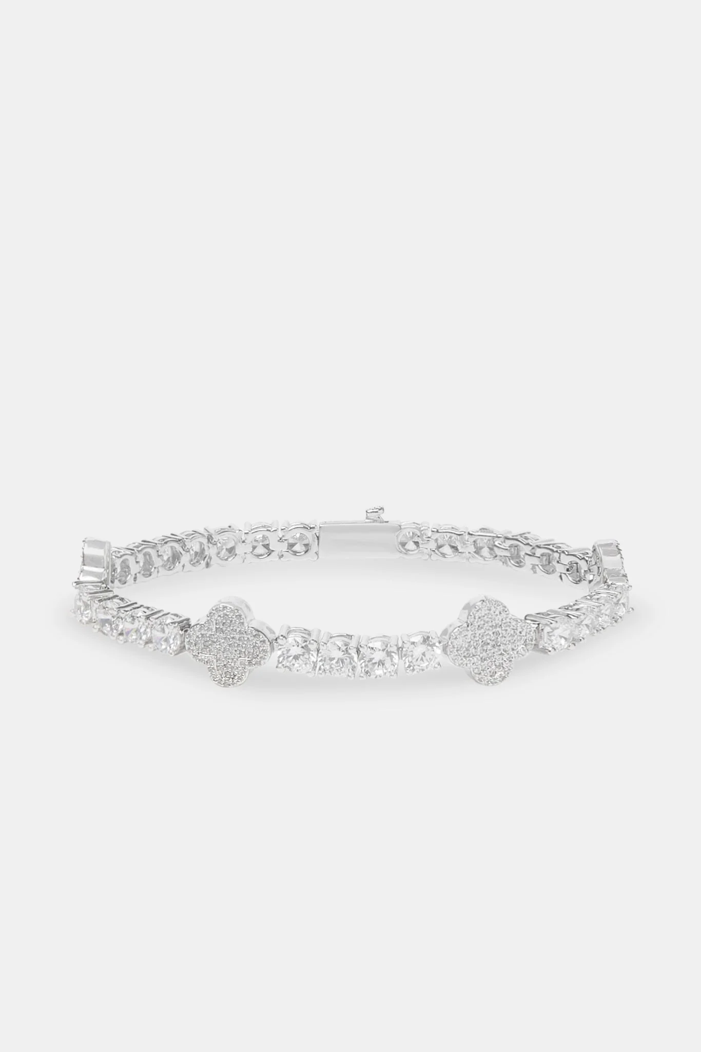 Iced Motif Tennis Bracelet - White 5mm - Image 2