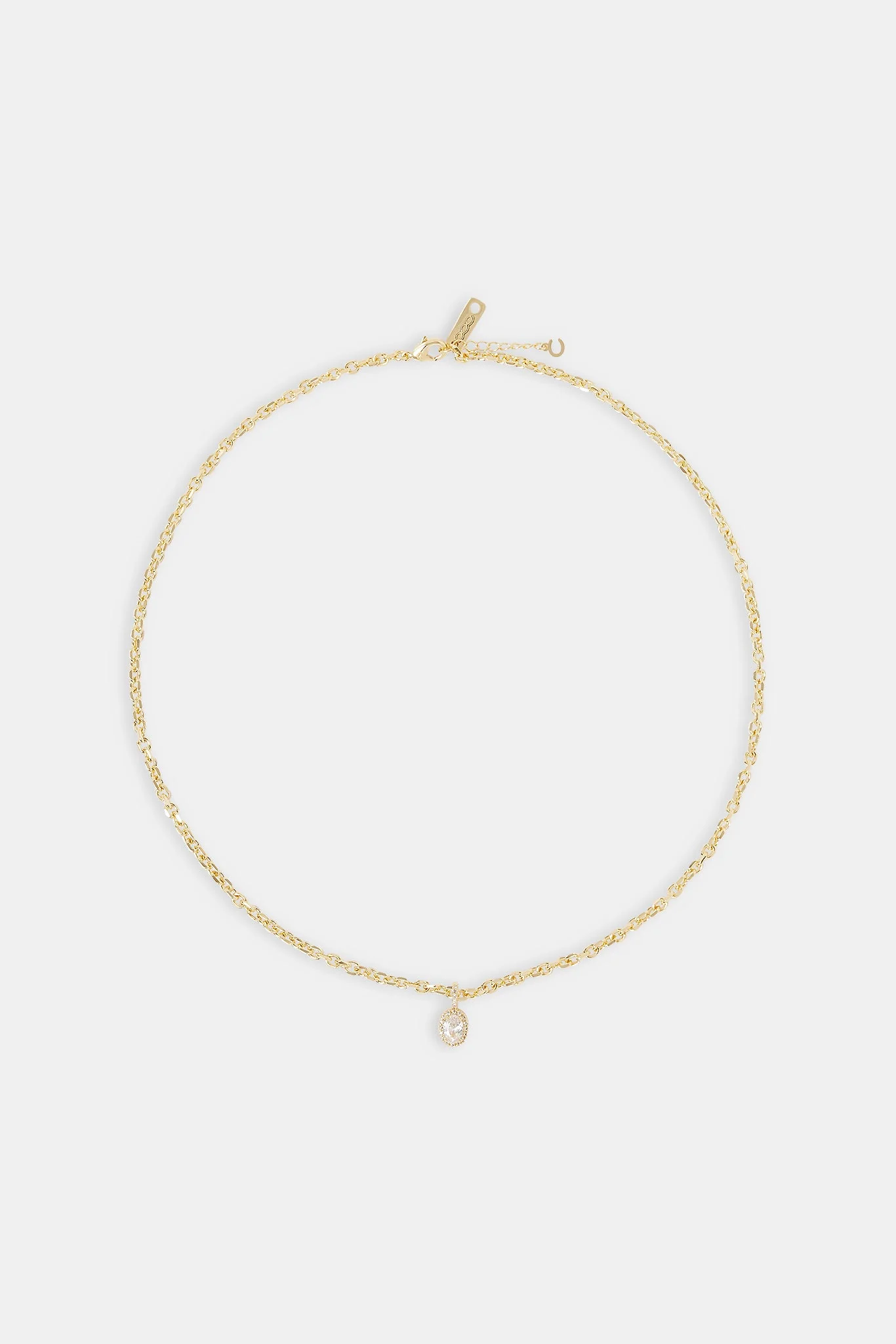 Iced Oval Gemstone Necklace - 10mm - Gold - Image 4