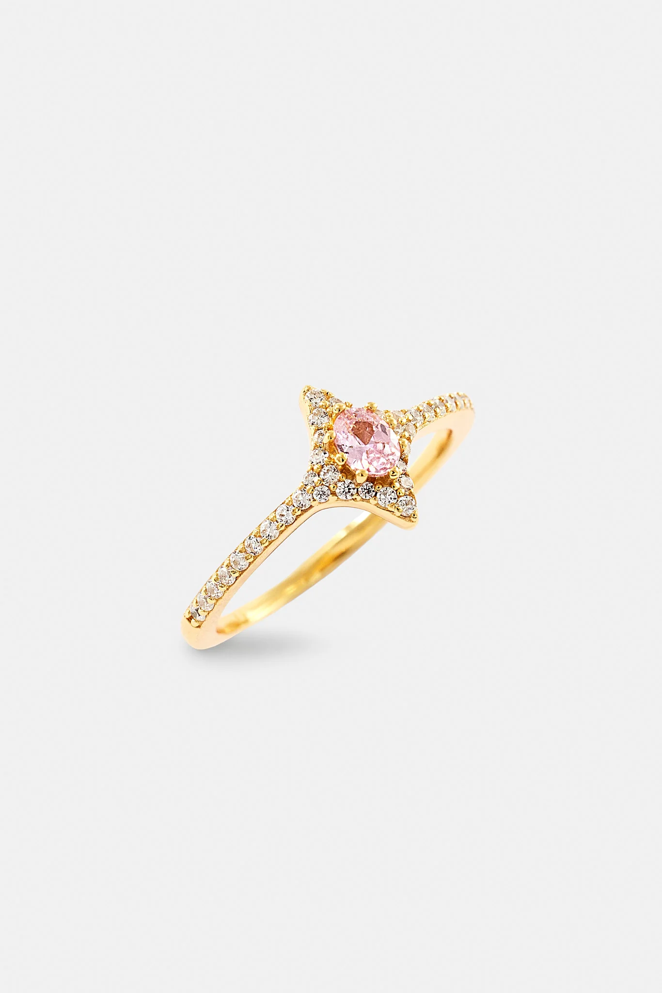 Iced Oval Pink Cz Star Ring - 10mm - Image 3
