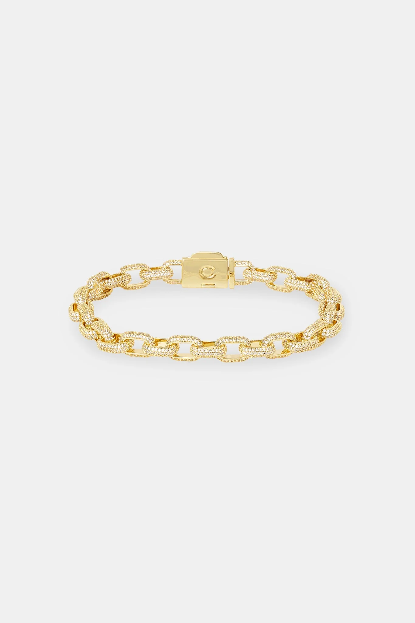 Iced Pave CZ Link Bracelet - 6mm - Gold - Image 2