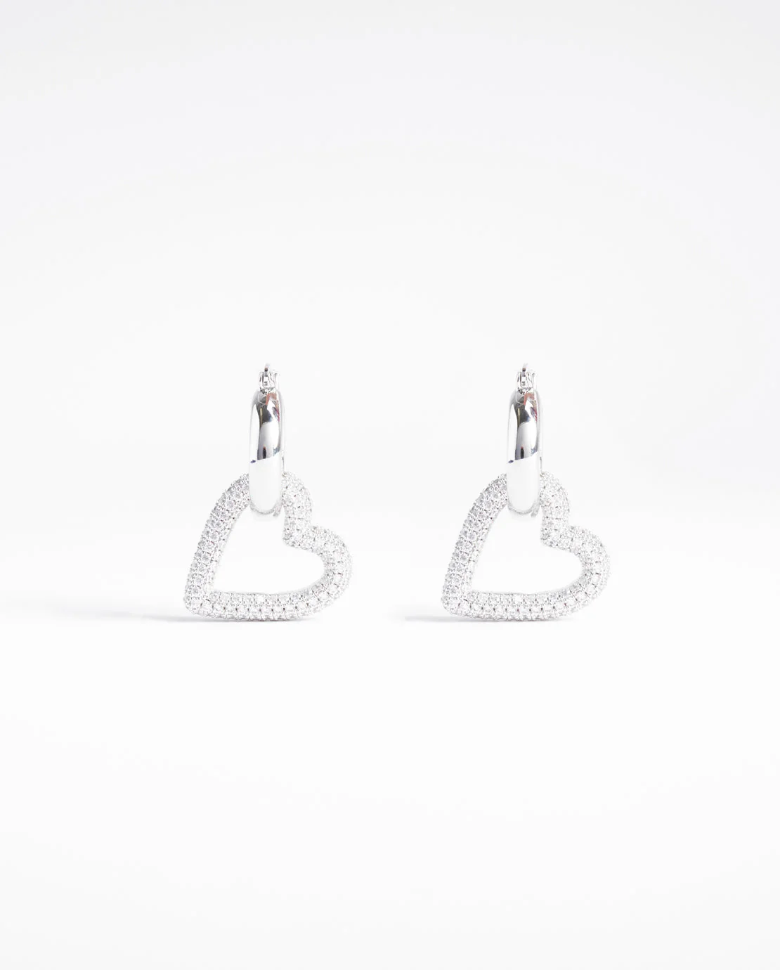 Iced Pave Heart Hoop Earrings - Image 2