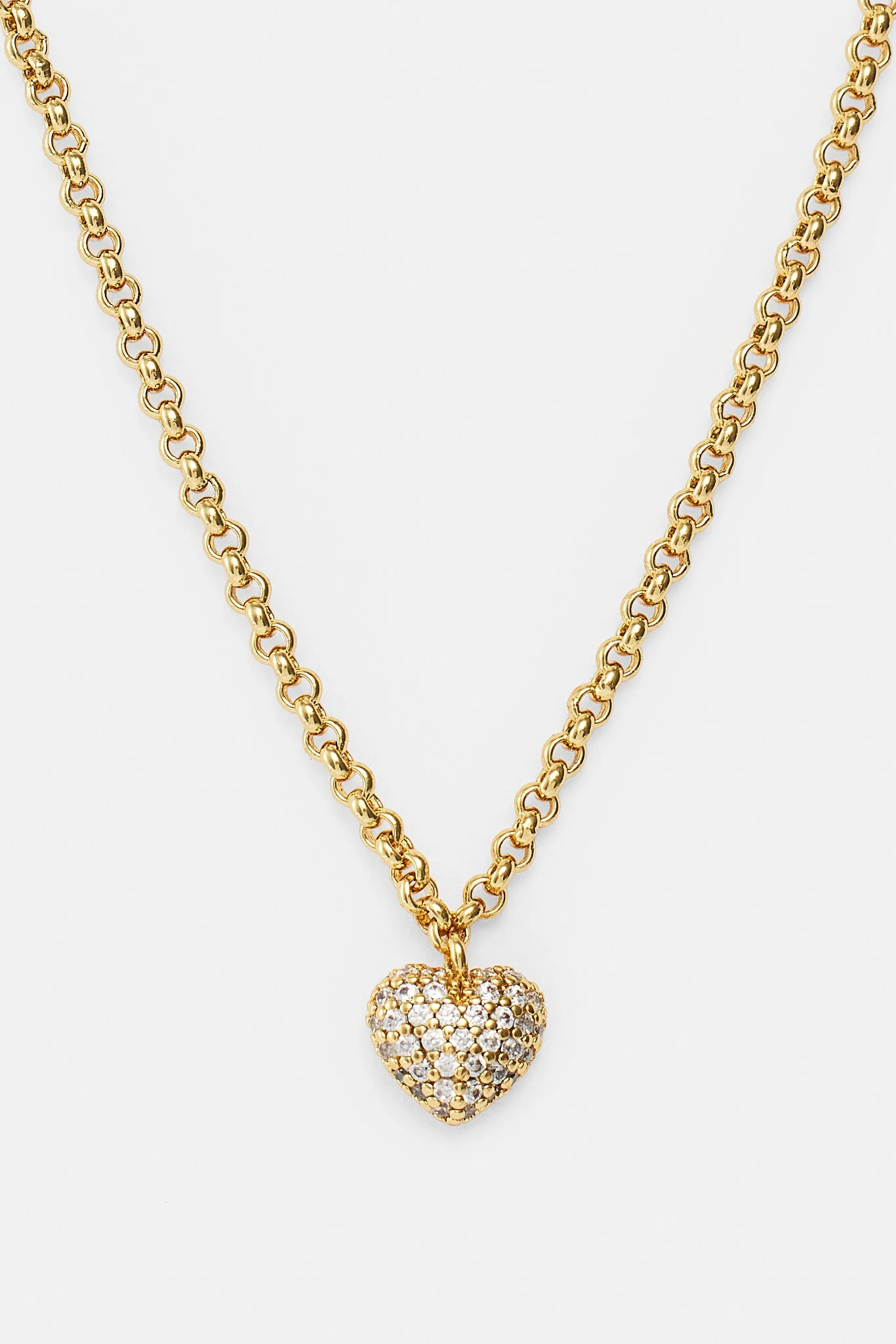 Iced Pave Heart Micro Necklace - 6mm - Gold - Image 2